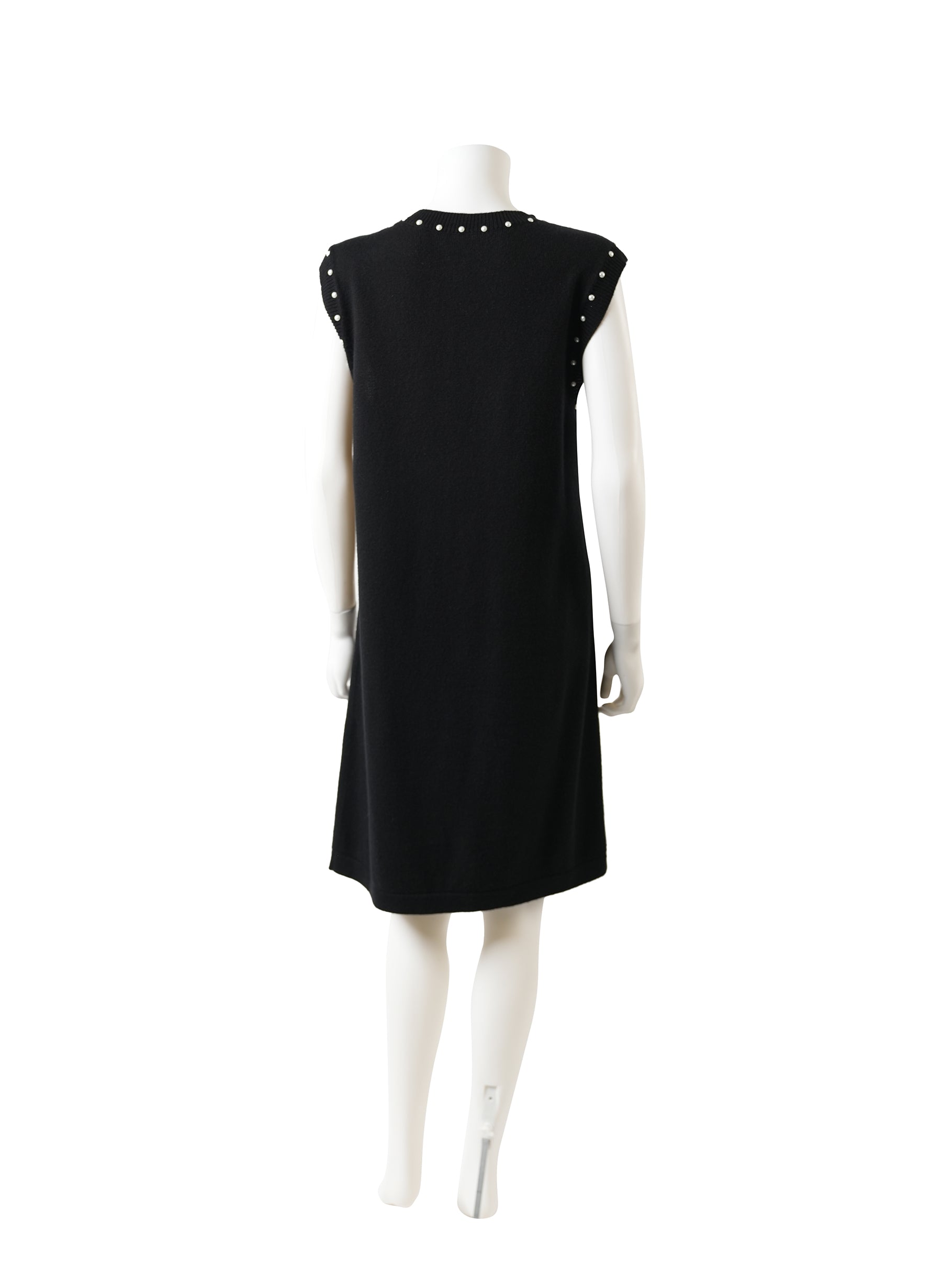 Chanel Cashmere Faux Pearl Trim Knit Dress