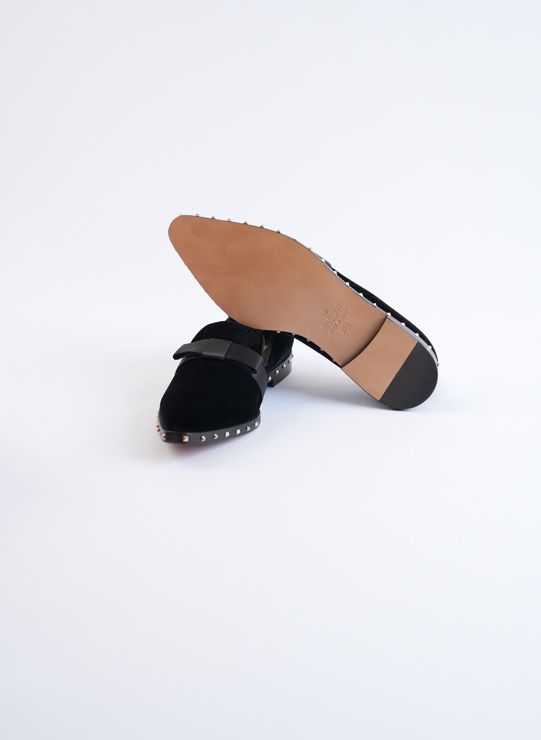 Valentino Rockstud Black Velvet Loafer