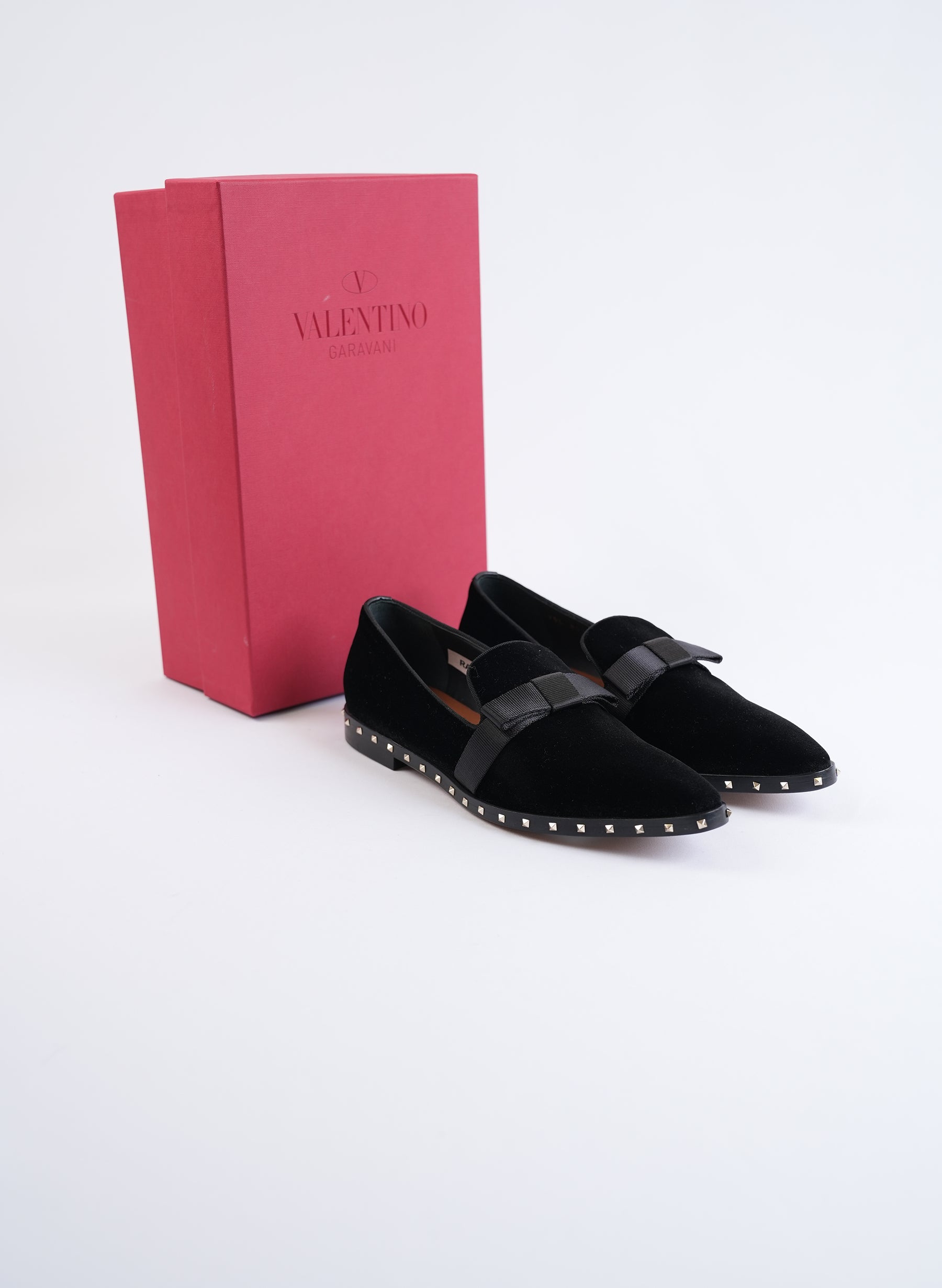 Valentino Rockstud Black Velvet Loafer