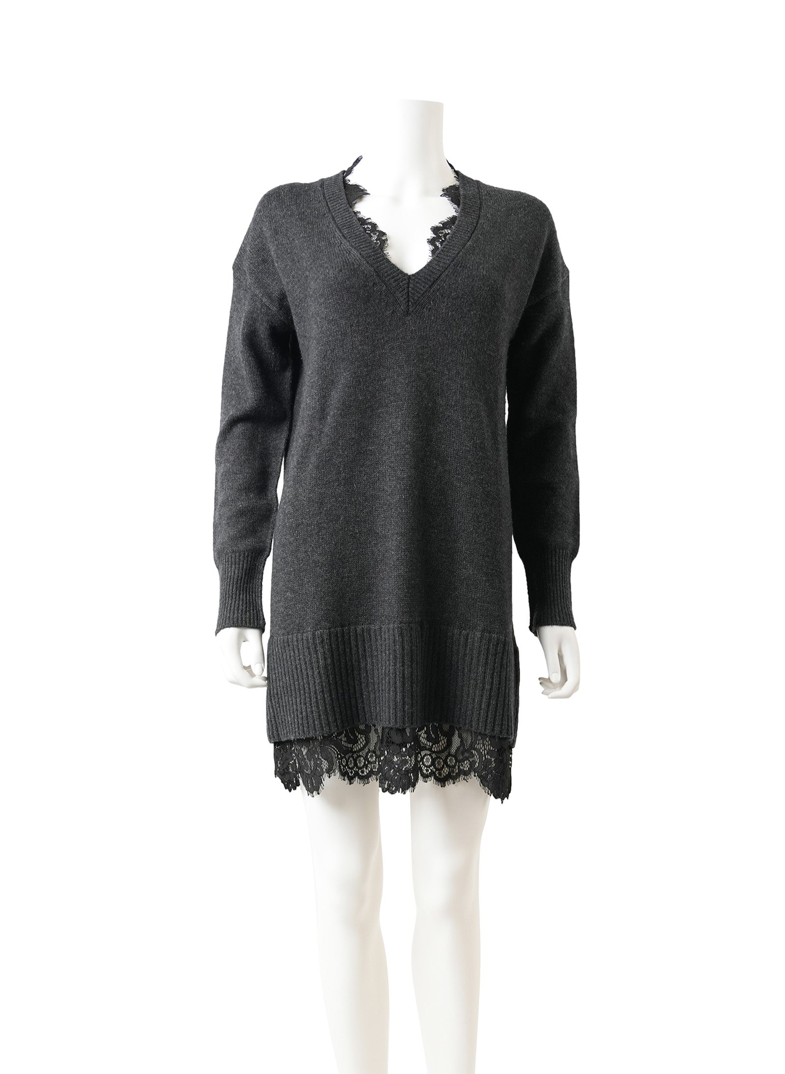 Brochu Walker Elisa Lace-Trim Sweater Dress