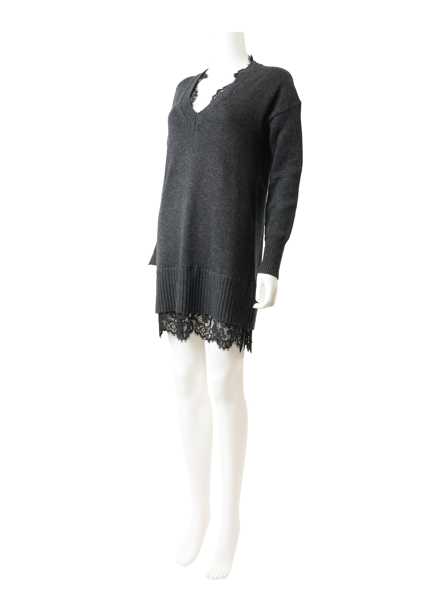 Brochu Walker Elisa Lace-Trim Sweater Dress