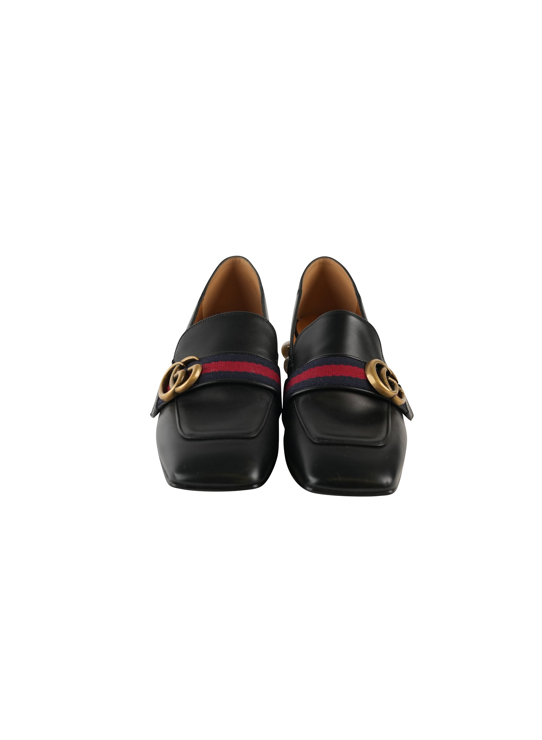 Gucci Black Leather Peyton GG Pearl Studded Loafer