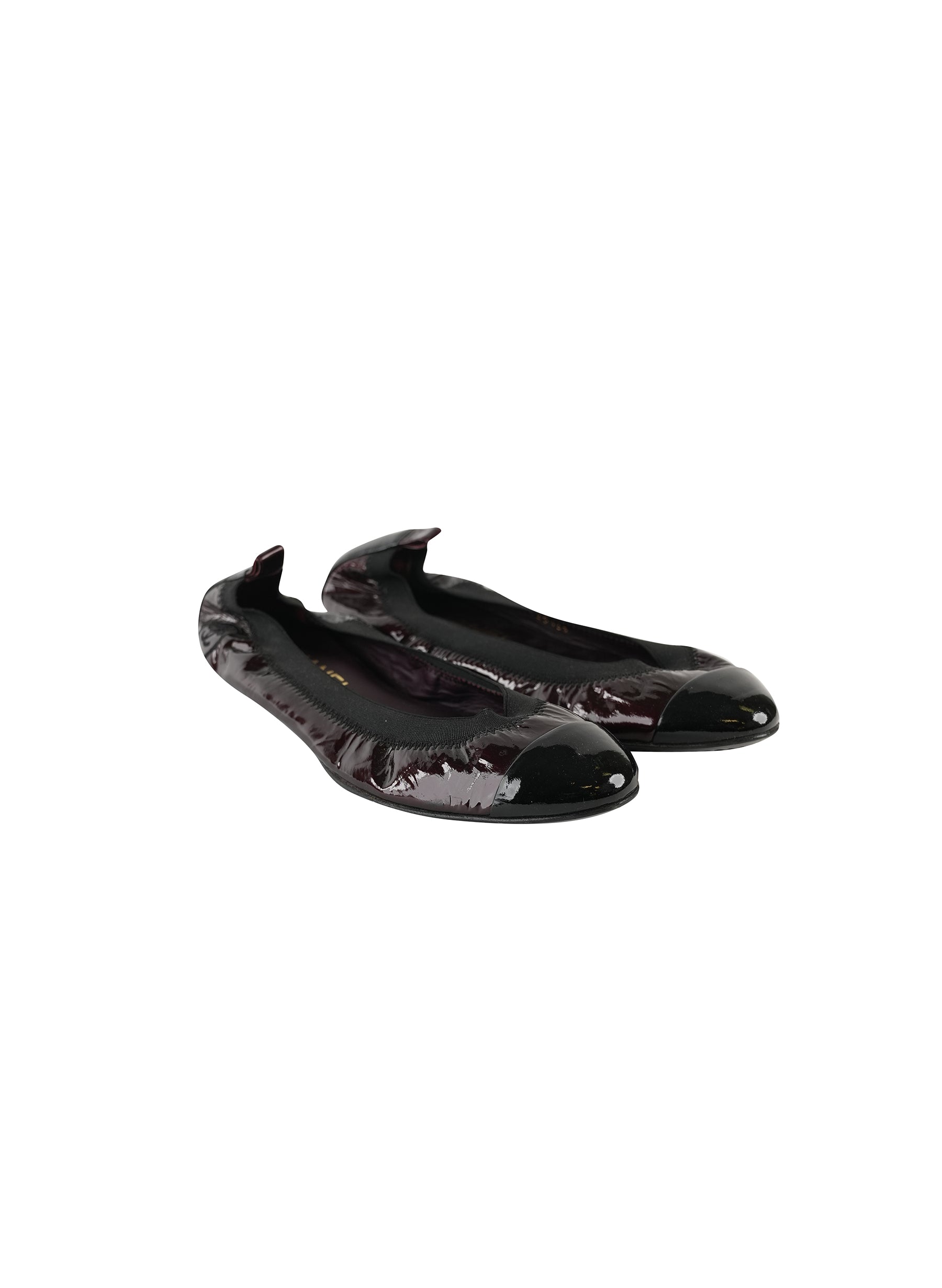 Chanel Burgundy Patent Leather Ballet Flats