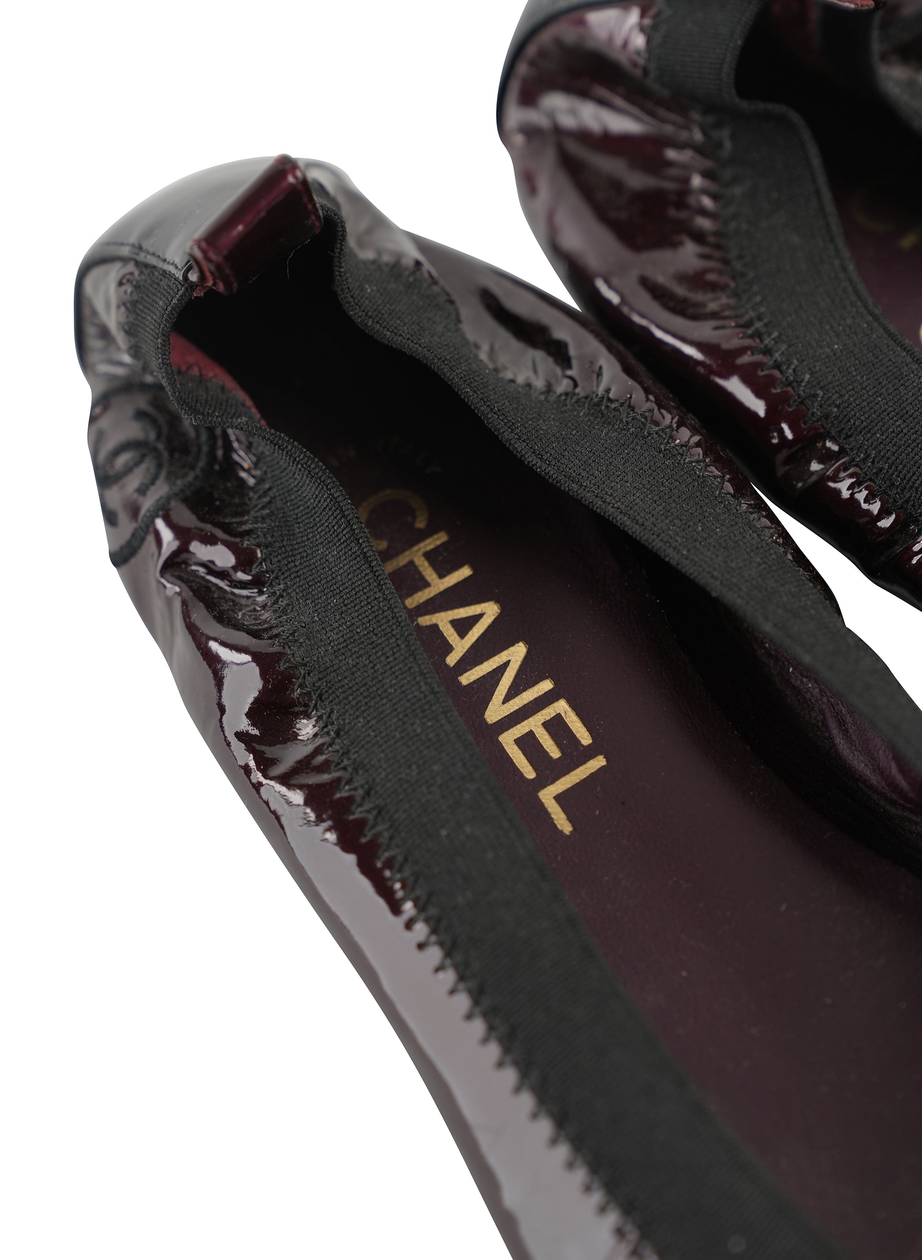 Chanel Burgundy Patent Leather Ballet Flats