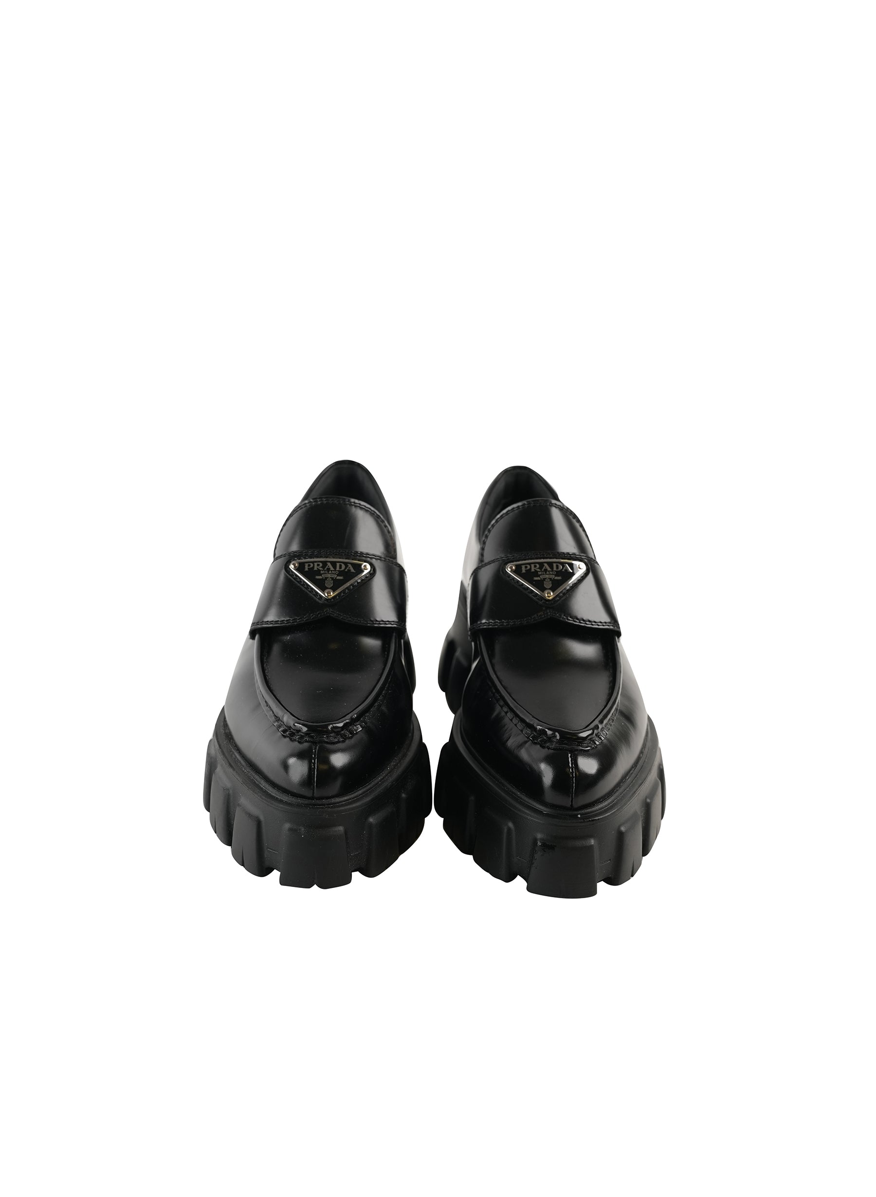 Prada Monolith Platform Leather Loafers