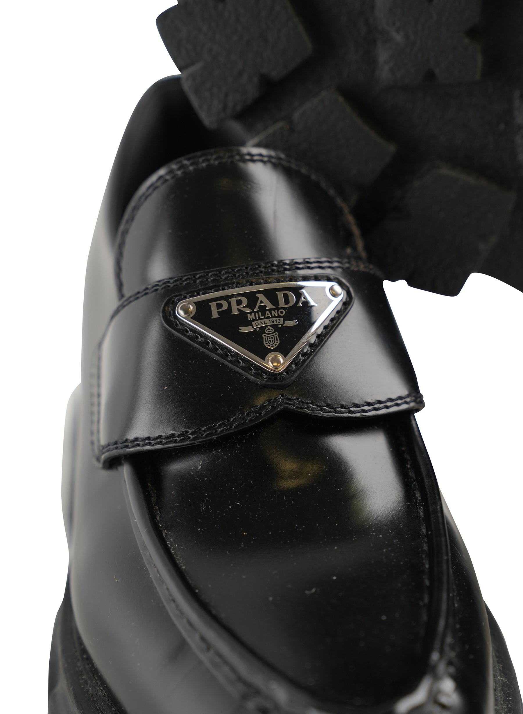 Prada Monolith Platform Leather Loafers