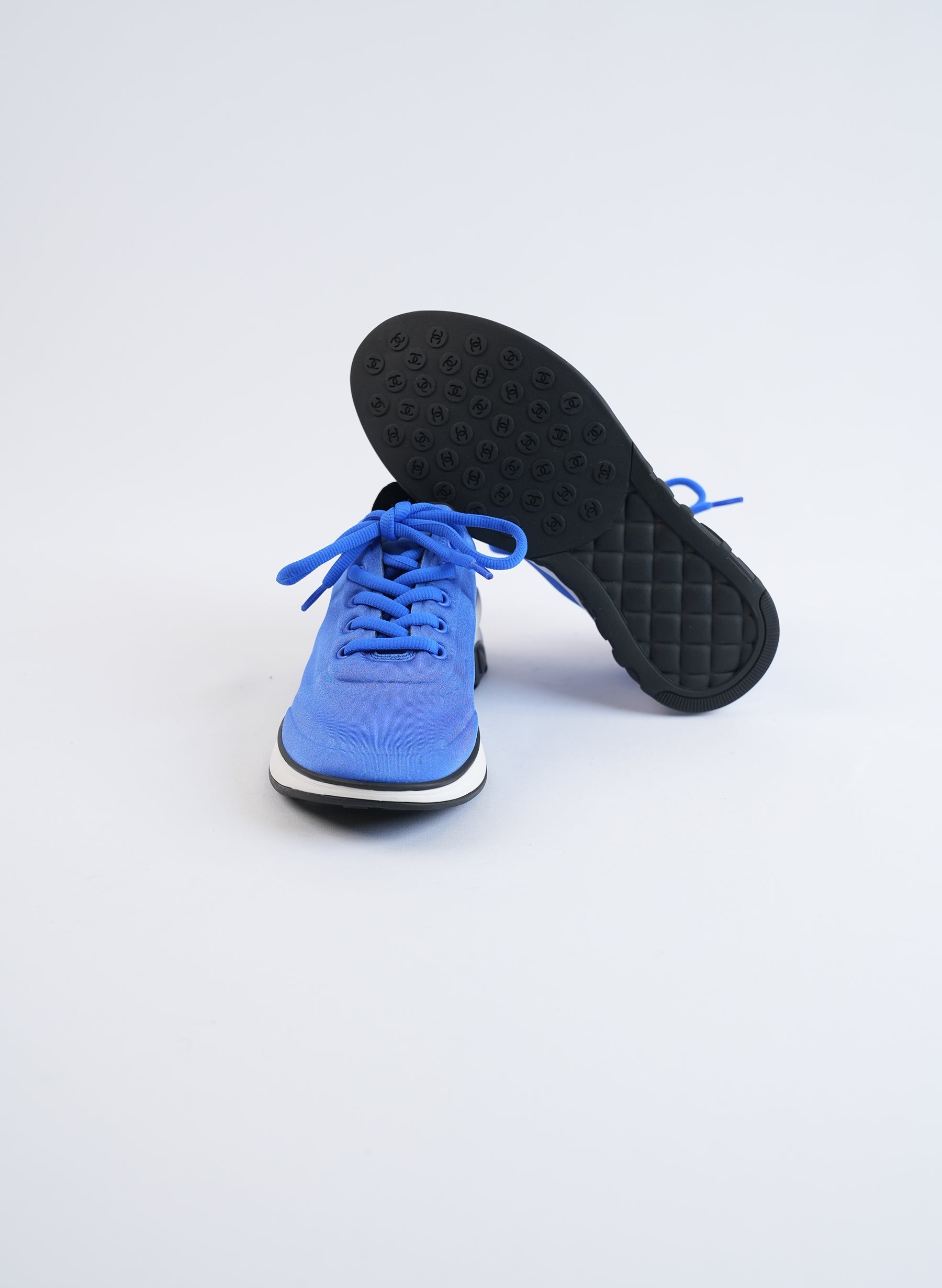 Chanel Blue Interlocking CC Logo Sneakers