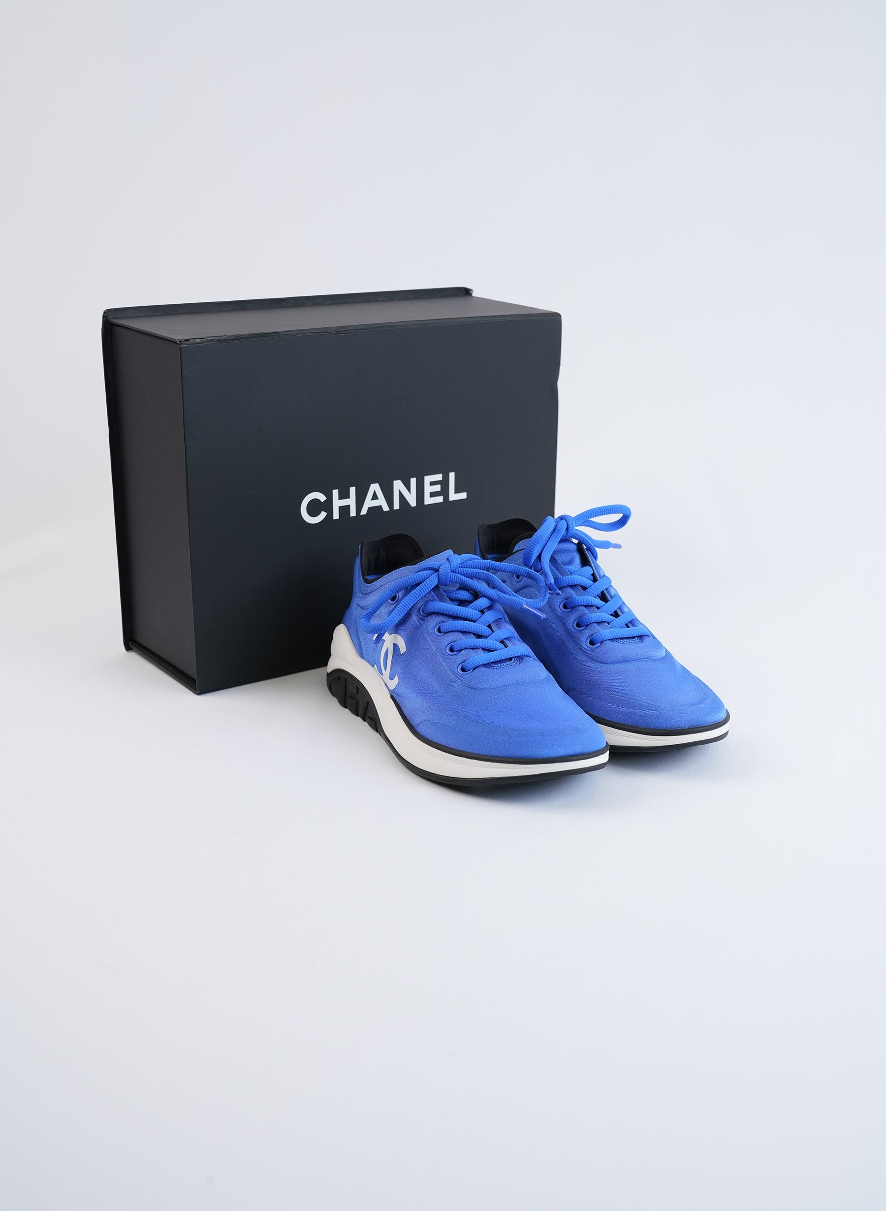 Chanel Blue Interlocking CC Logo Sneakers
