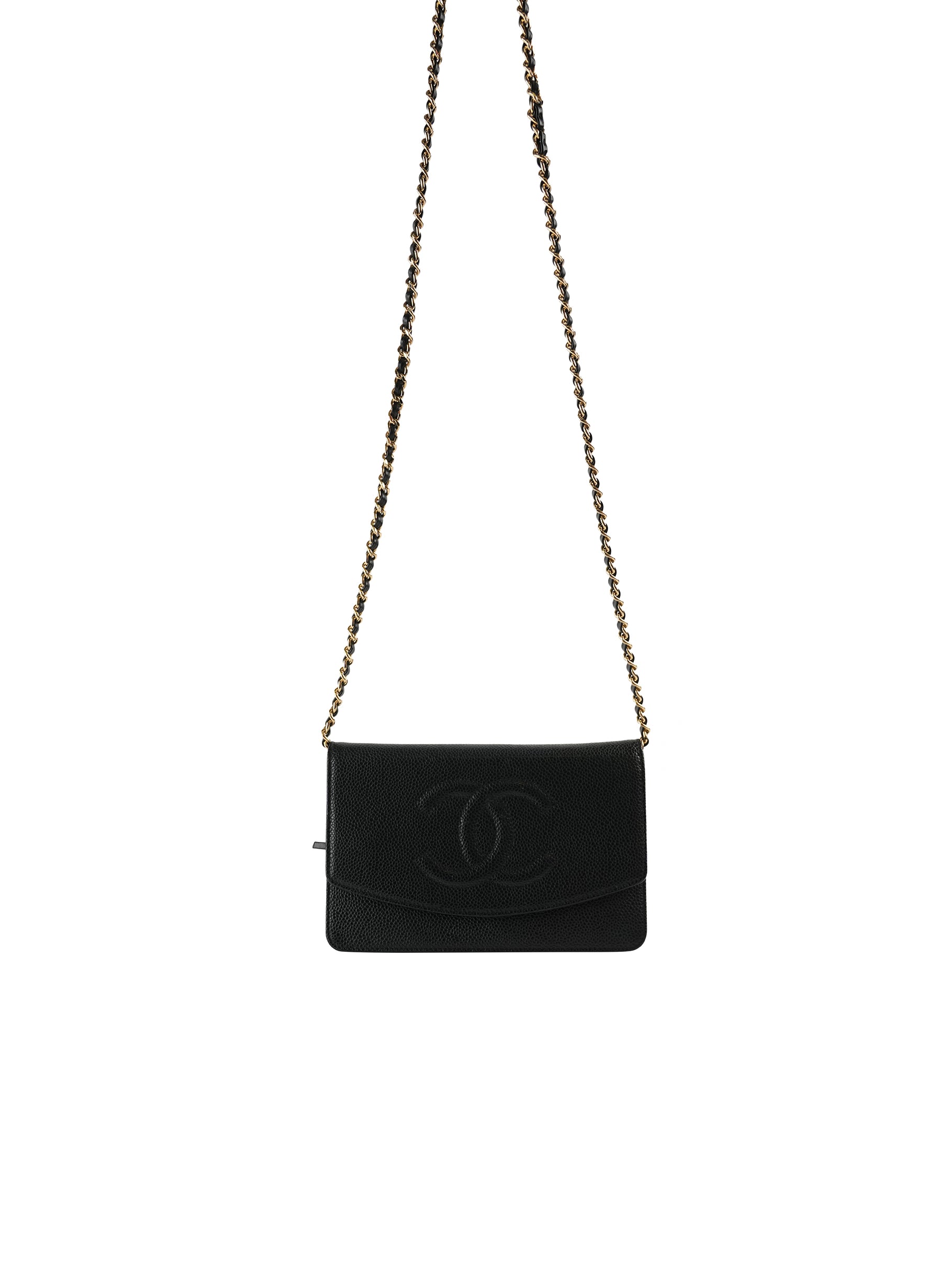 Chanel Caviar Timeless CC Wallet on Chain WOC Black