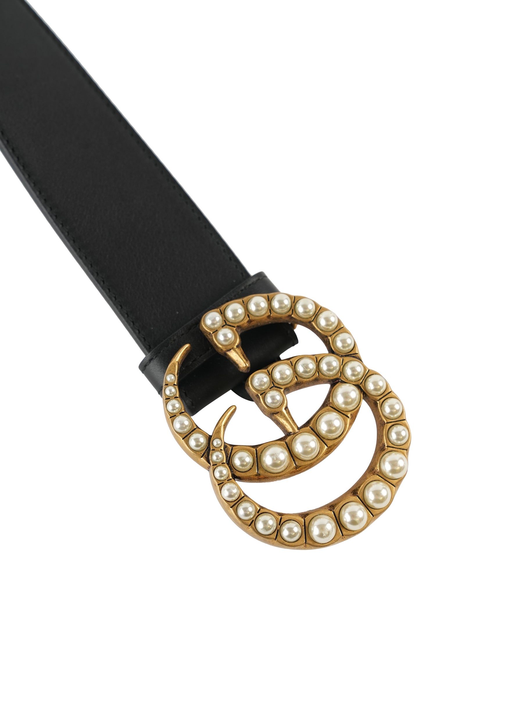 GG Marmont Wide Belt with Pearls