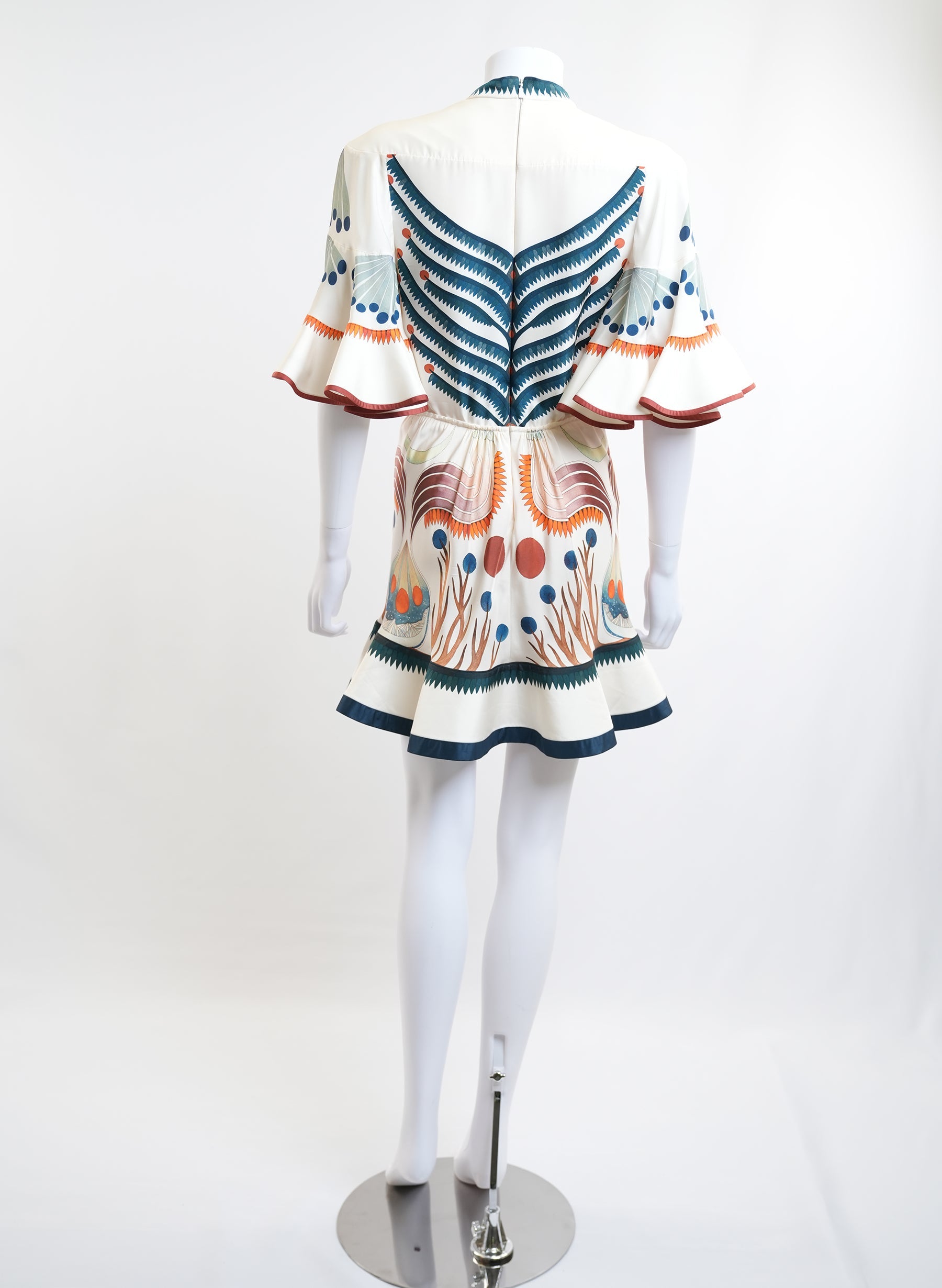 Robe en soie imprimée à volants Chloé