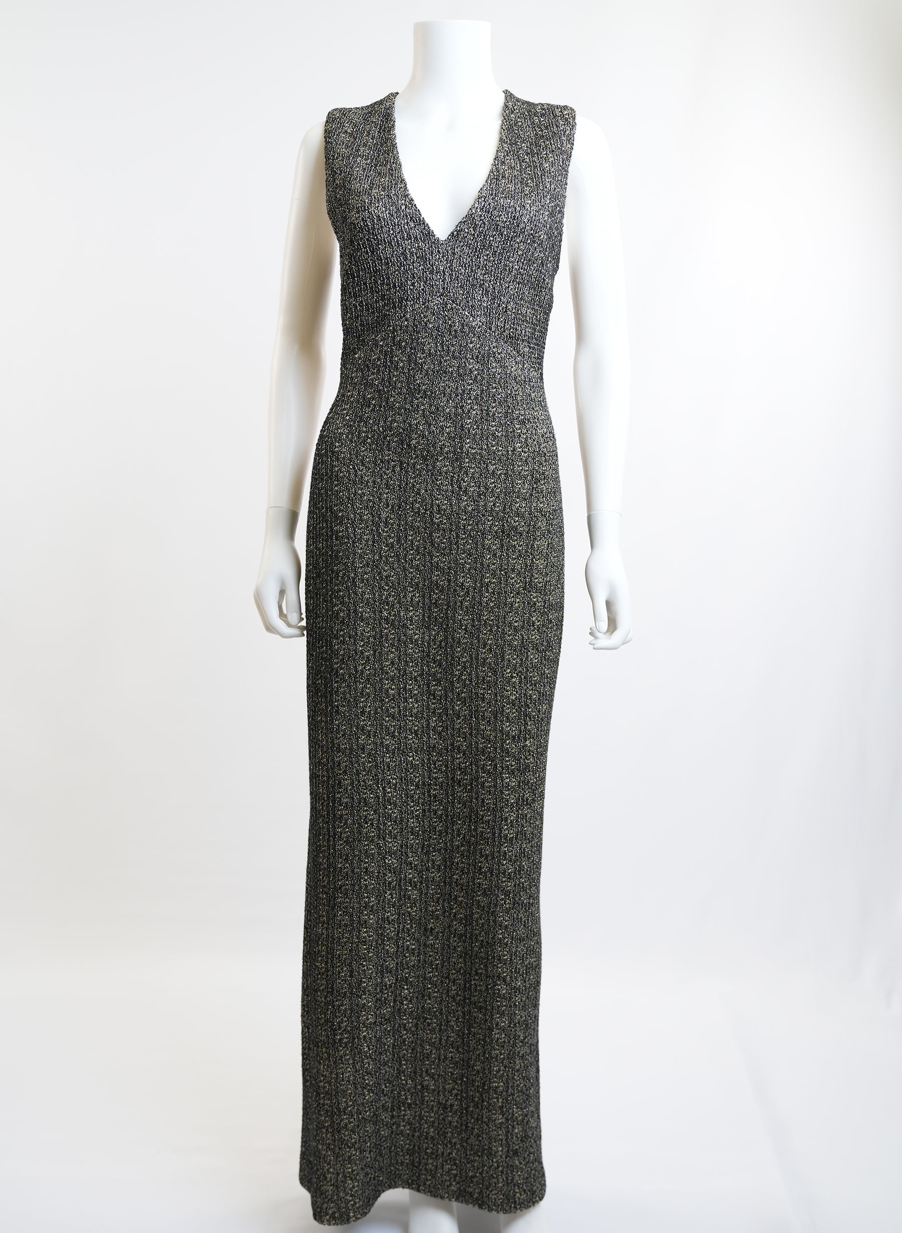 St. John Wool Blend Gold Caviar Metallic Dress