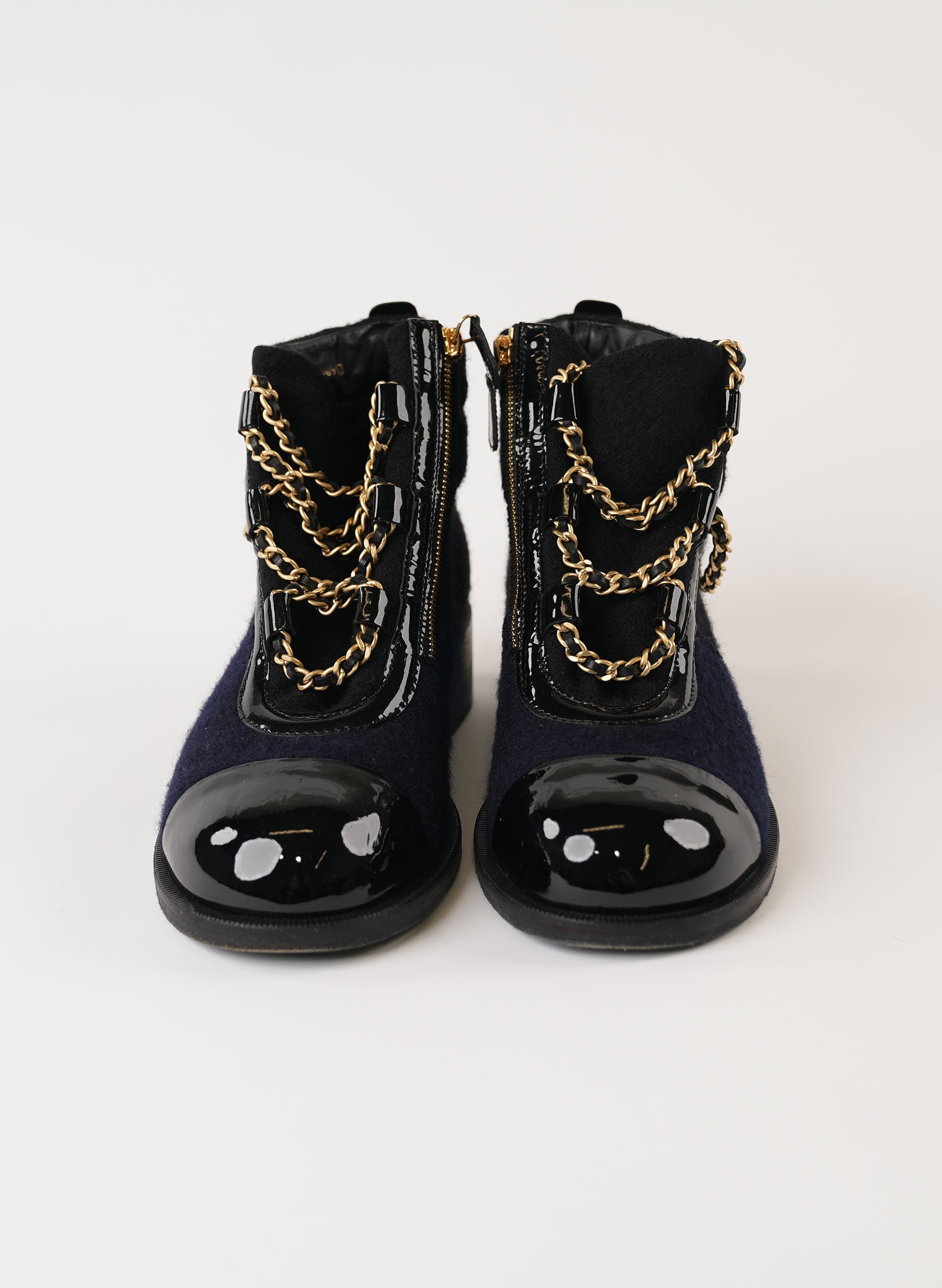 Chanel Interlocking CC Logo Lace-Up Boots