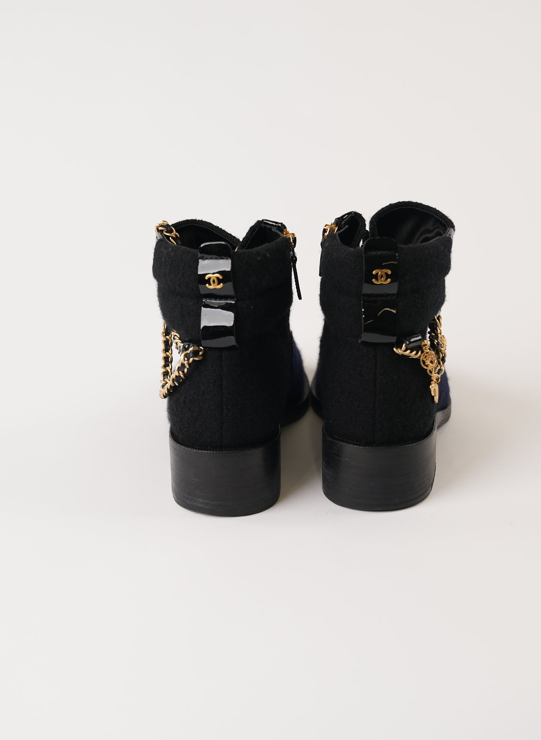 Chanel Interlocking CC Logo Lace-Up Boots