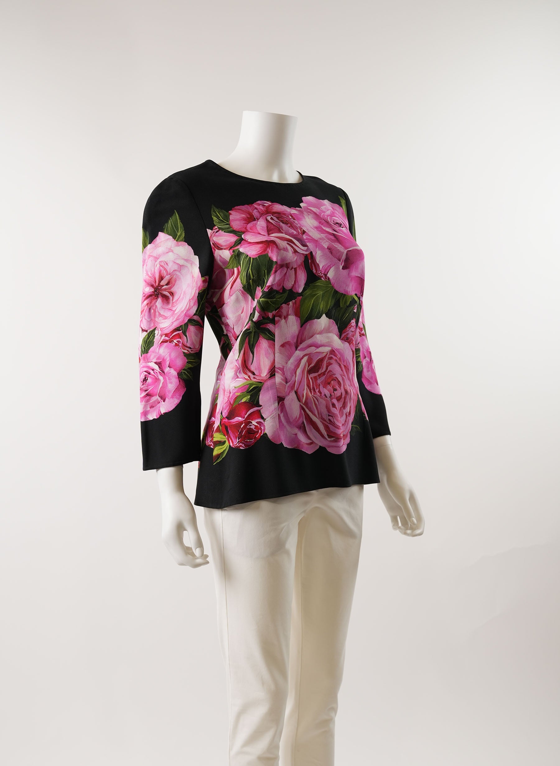 Dolce & Gabbana Rose Print Silk Blouse