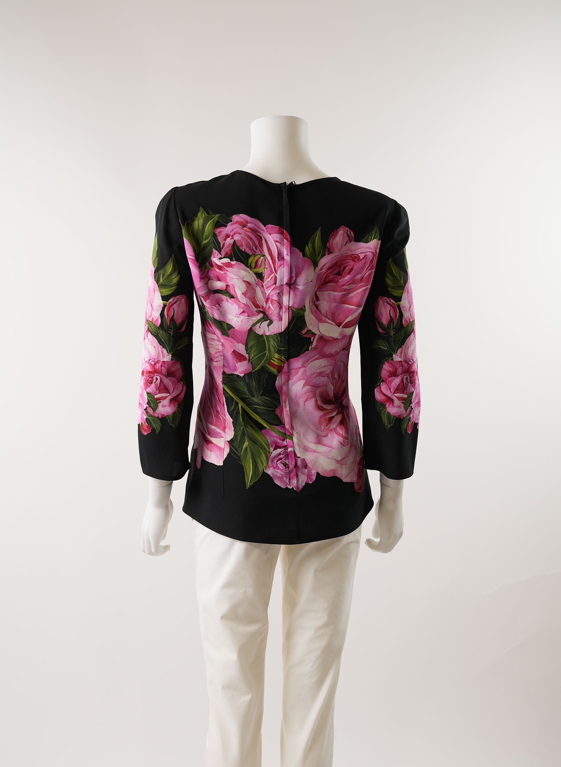 Dolce & Gabbana Rose Print Silk Blouse