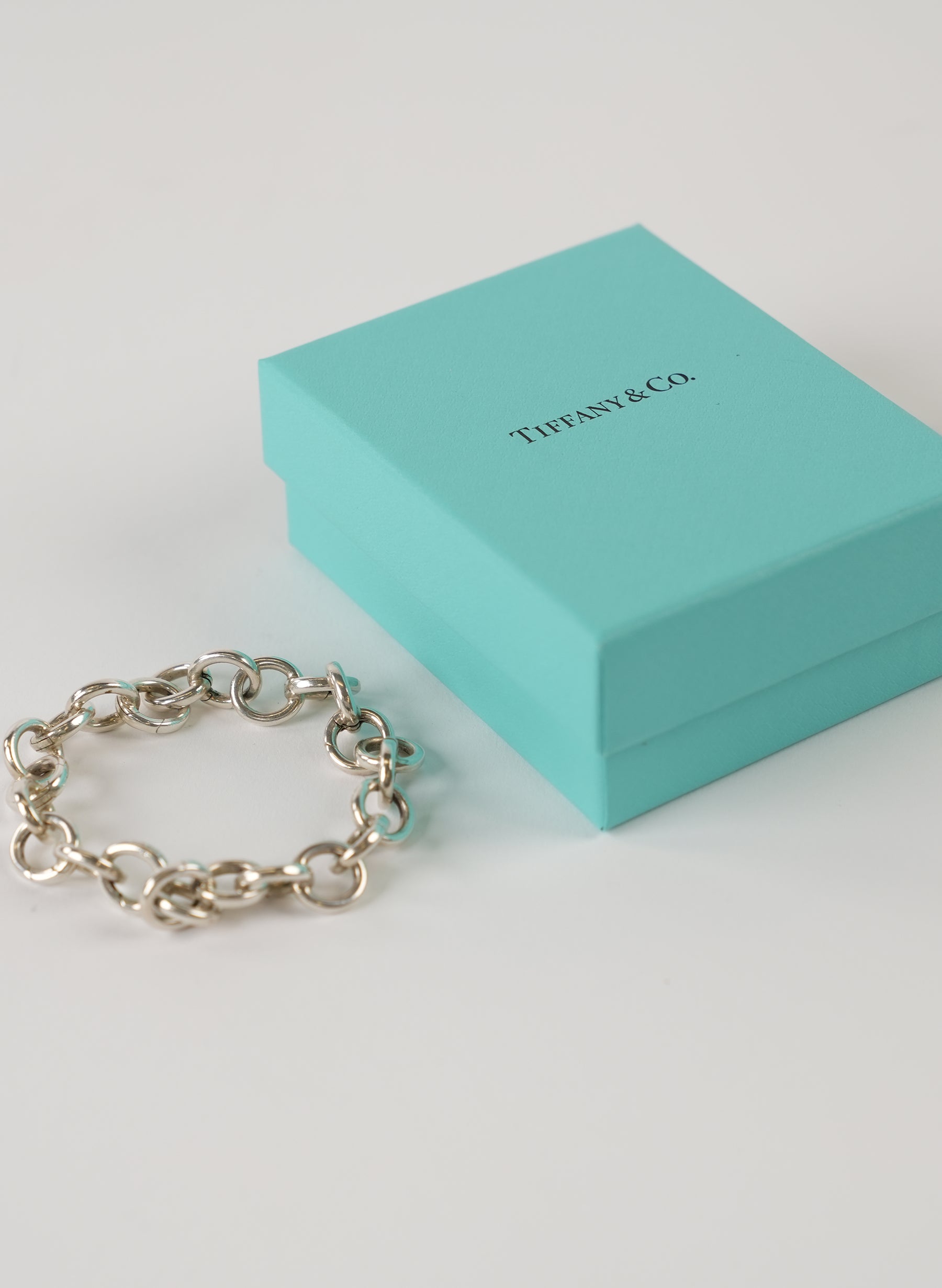 Tiffany & Co Silver Circles Link Clasp Charm Bracelet