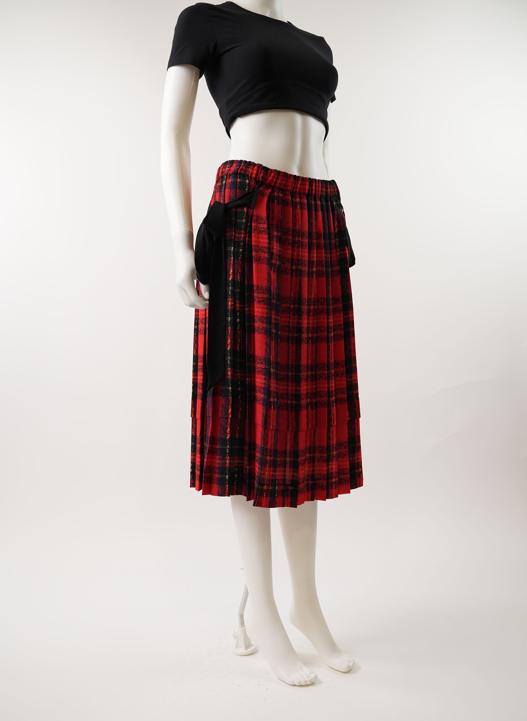 Simone Rocha Pleated Plaid Knee-Length Skirt