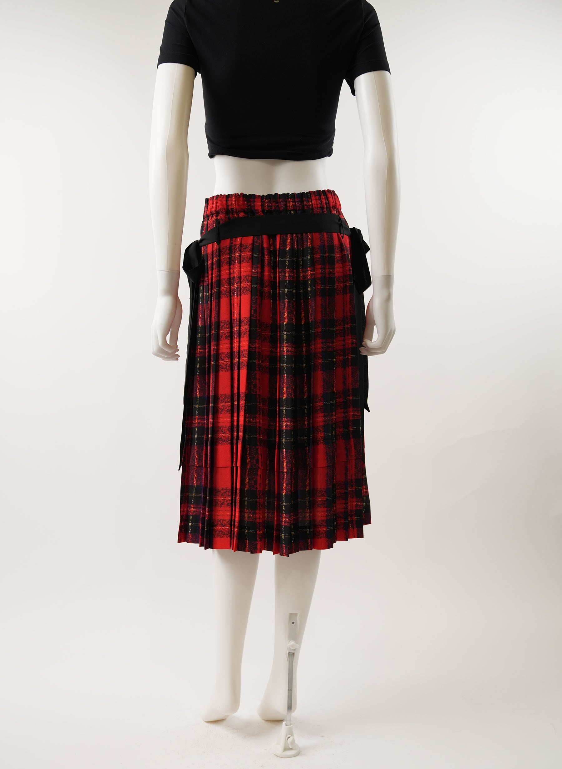 Simone Rocha Pleated Plaid Knee-Length Skirt