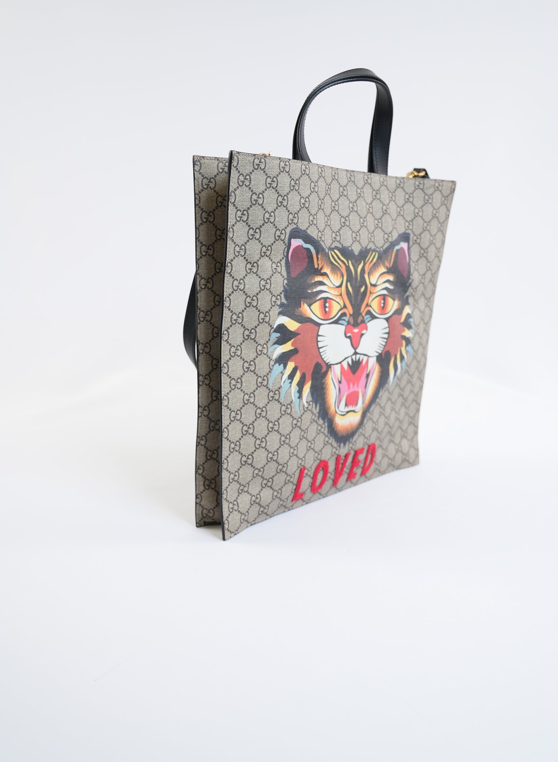 Gucci GG Supreme Angry Cat Tote Bag