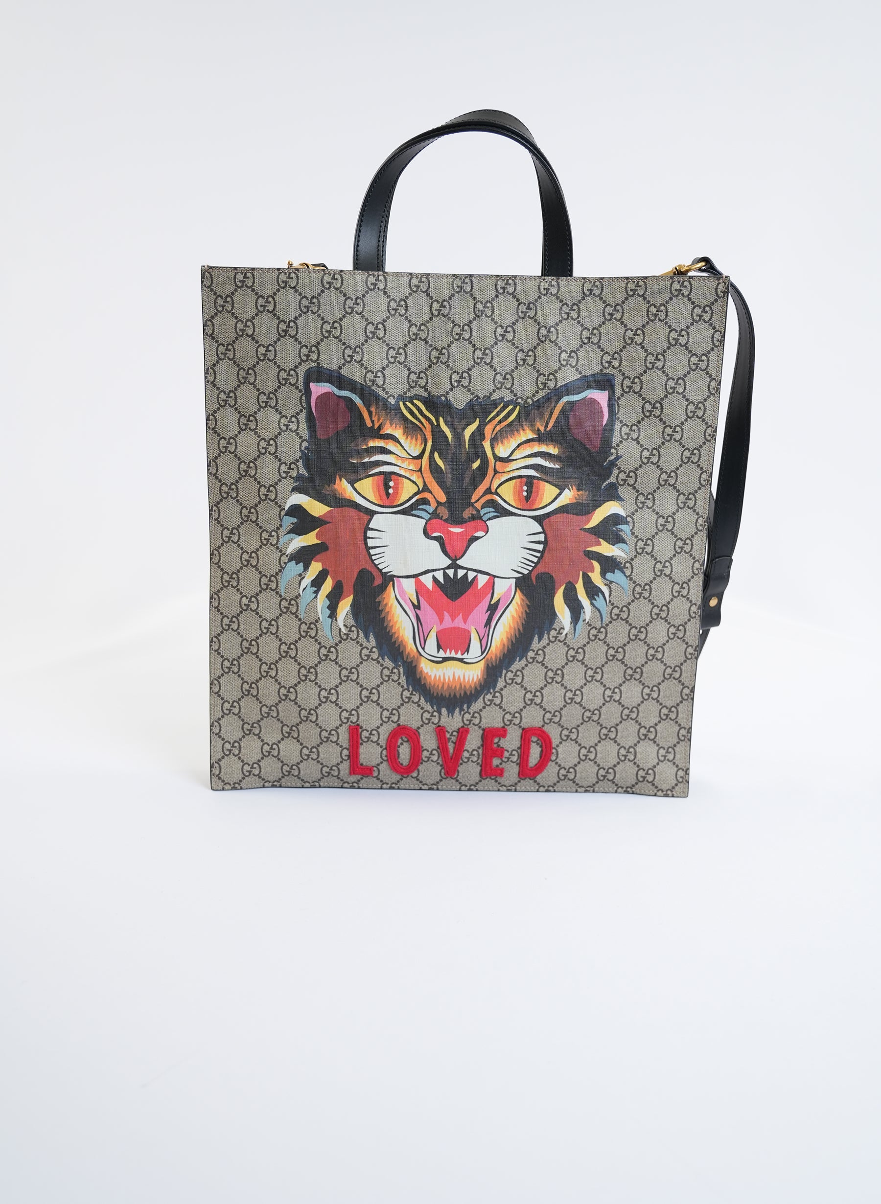 Gucci GG Supreme Angry Cat Tote Bag