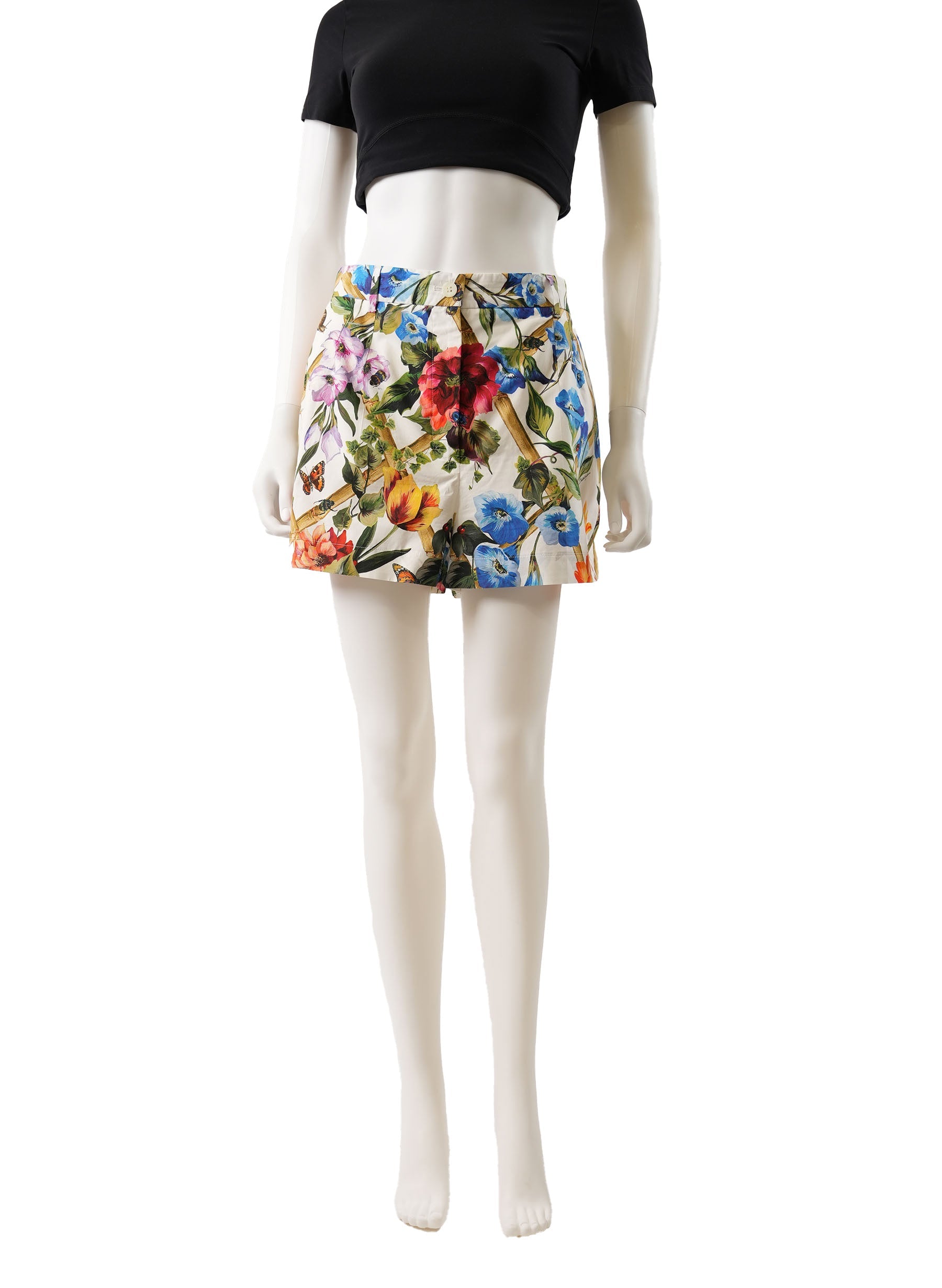 Dolce & Gabbana Floral Print Cotton Poplin Shorts