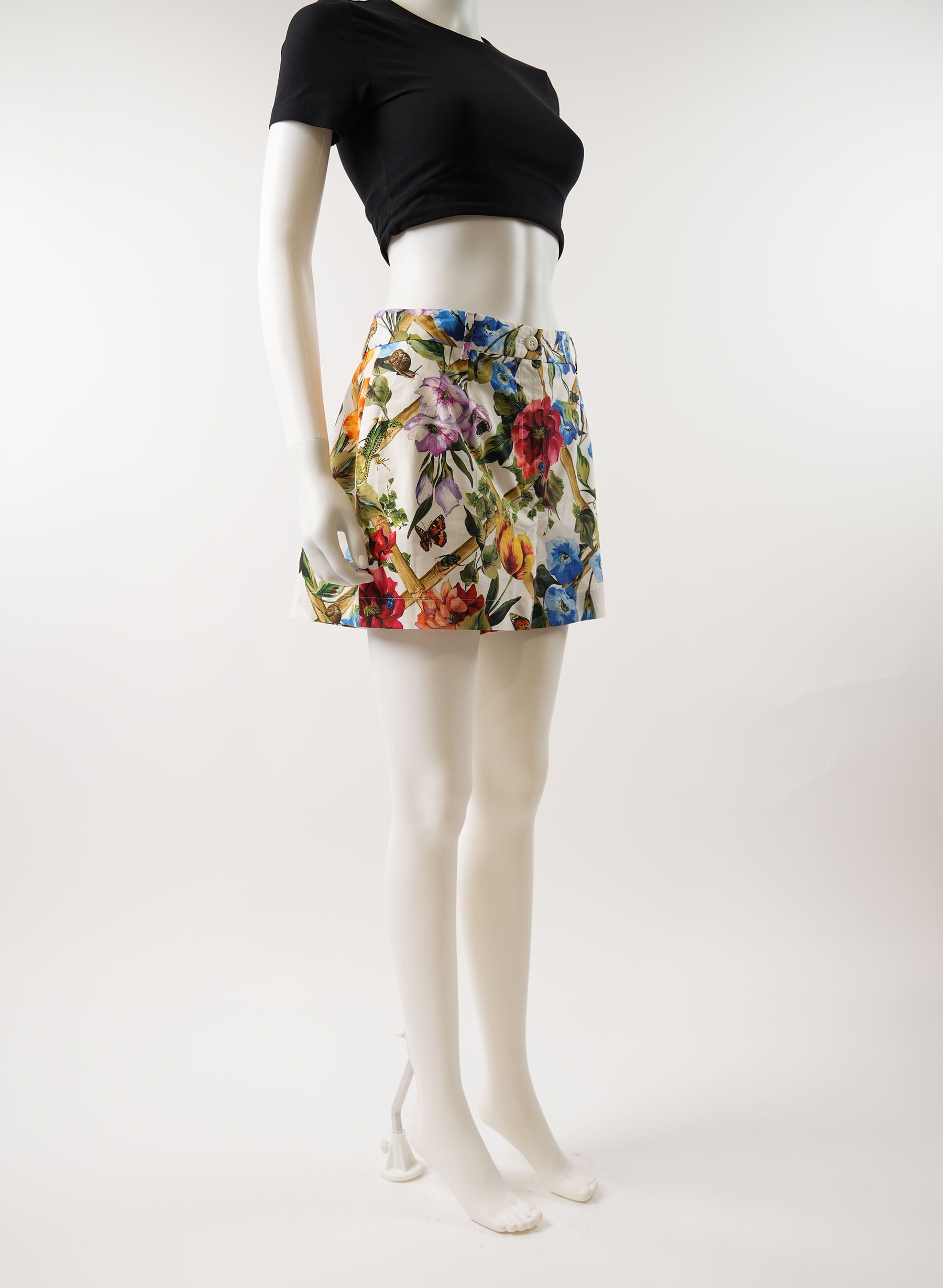 Dolce & Gabbana Floral Print Cotton Poplin Shorts