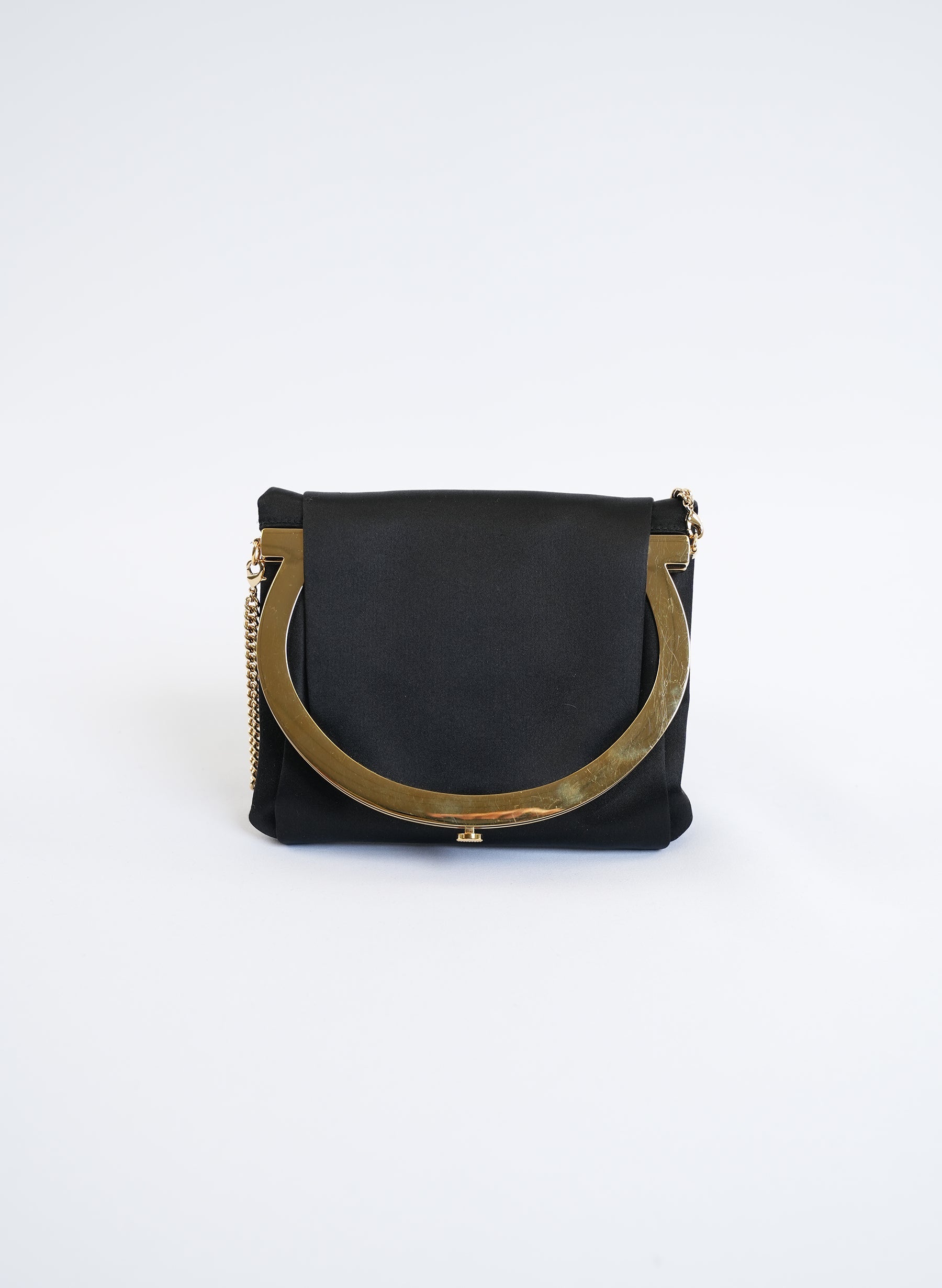 Salvatore Ferragamo Black Cluch On Chain