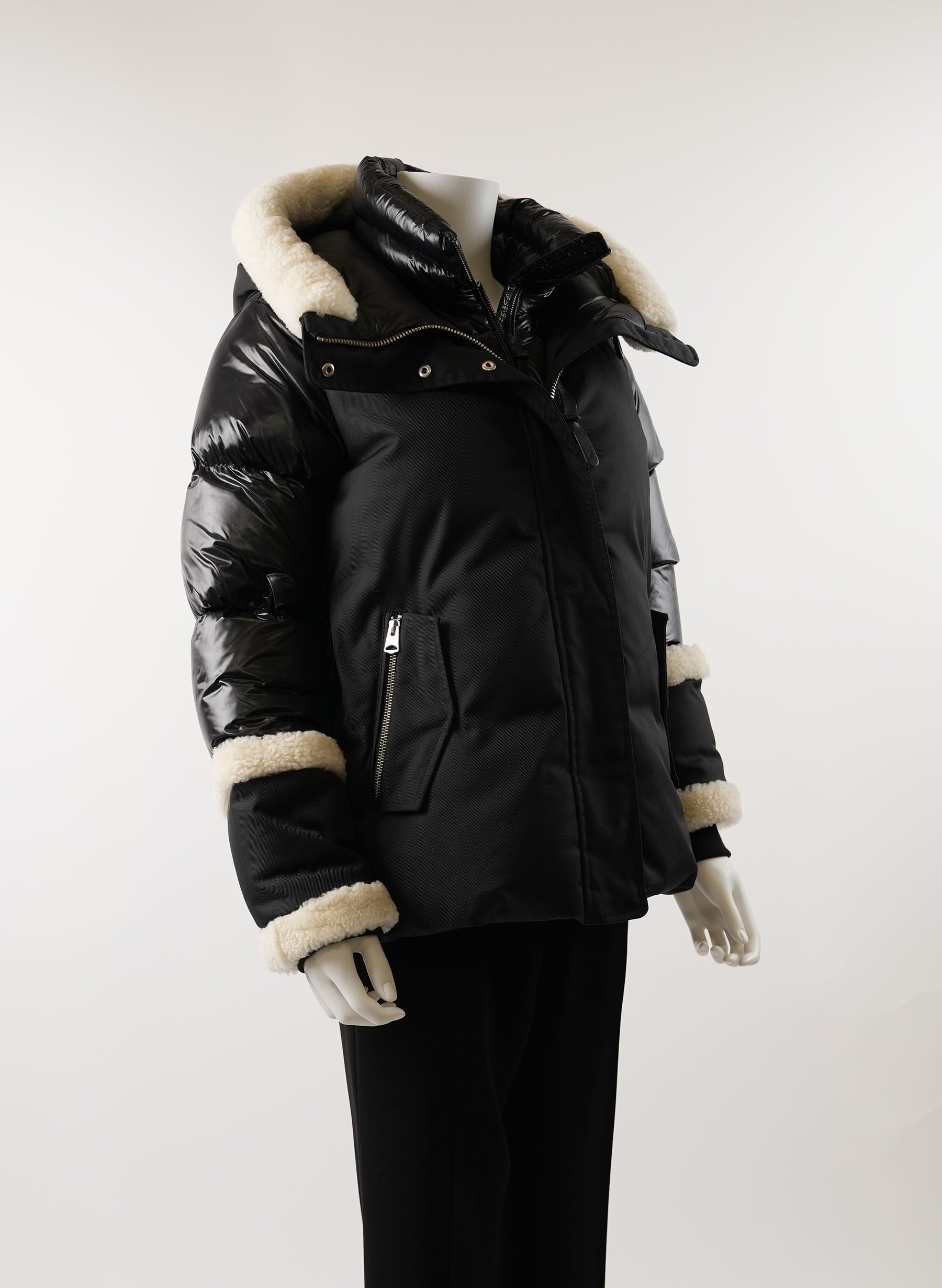 Mackage CYRAH Arctic Twill Down Jacket with Shearling Trim