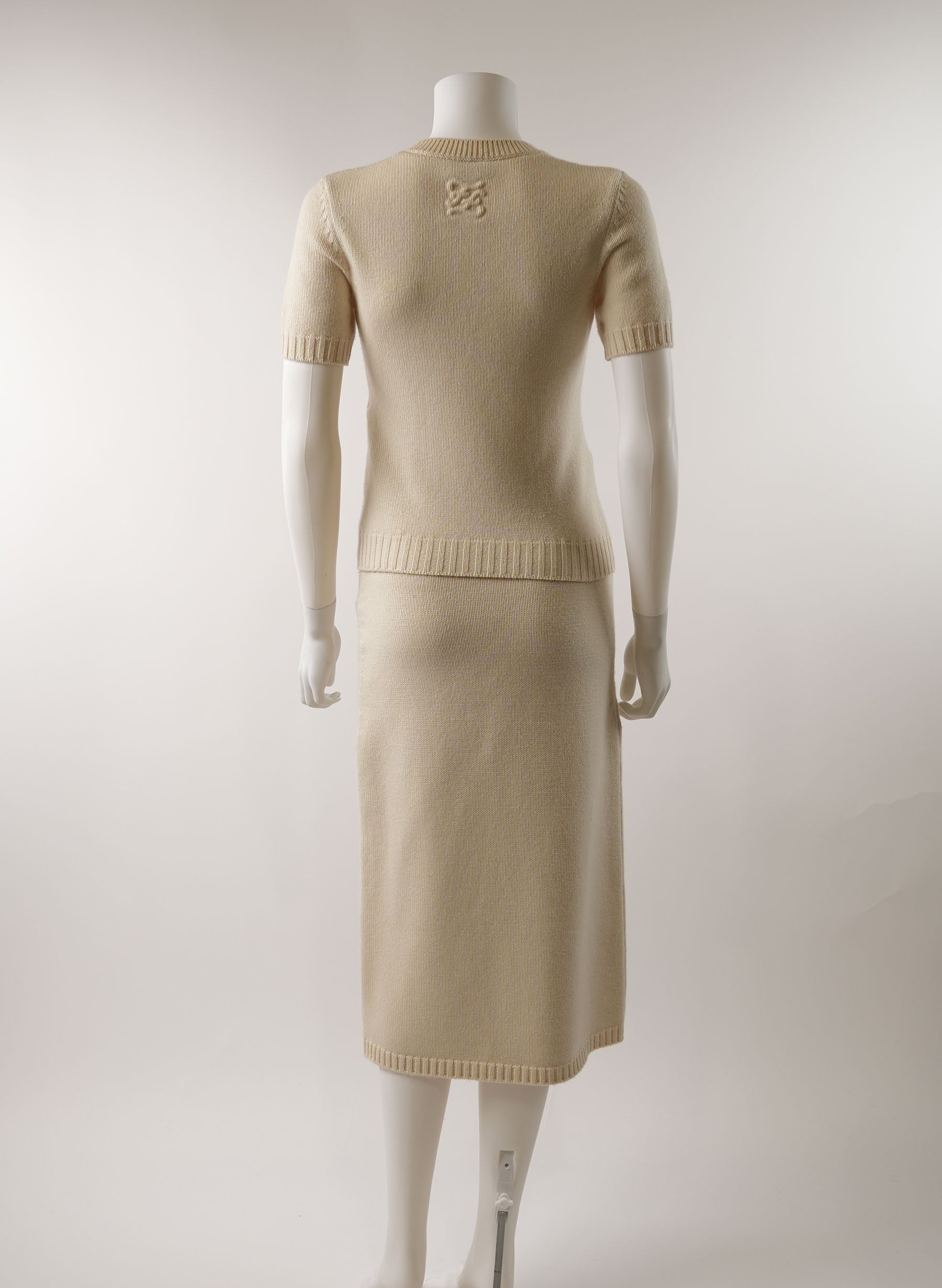 Fendi Cashmere Half-Sleeve Pullover Top and Skirt