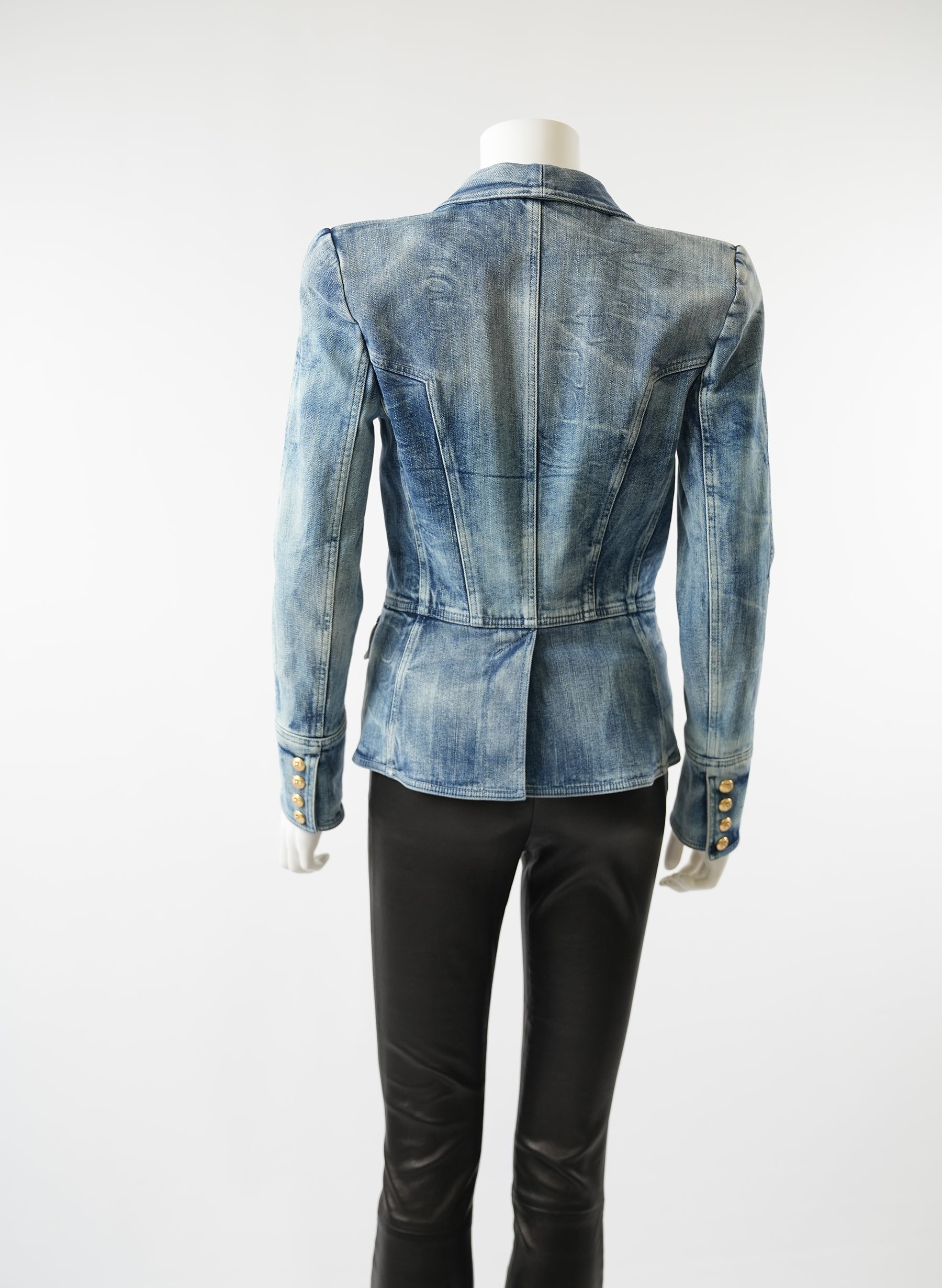 Balmain Denim Jacket with Gold Military Buttons