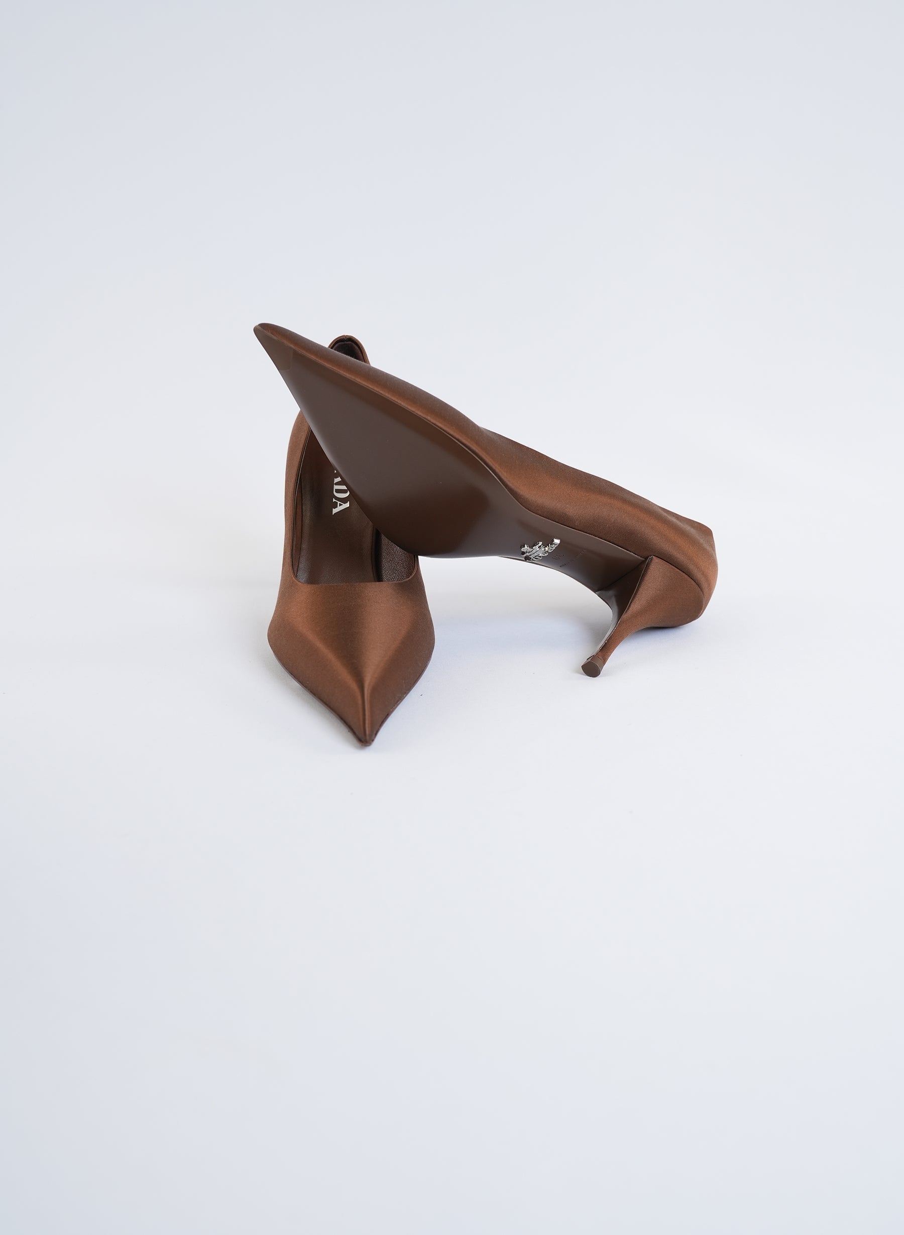 Prada Satin Pointy Toe Brown Pump