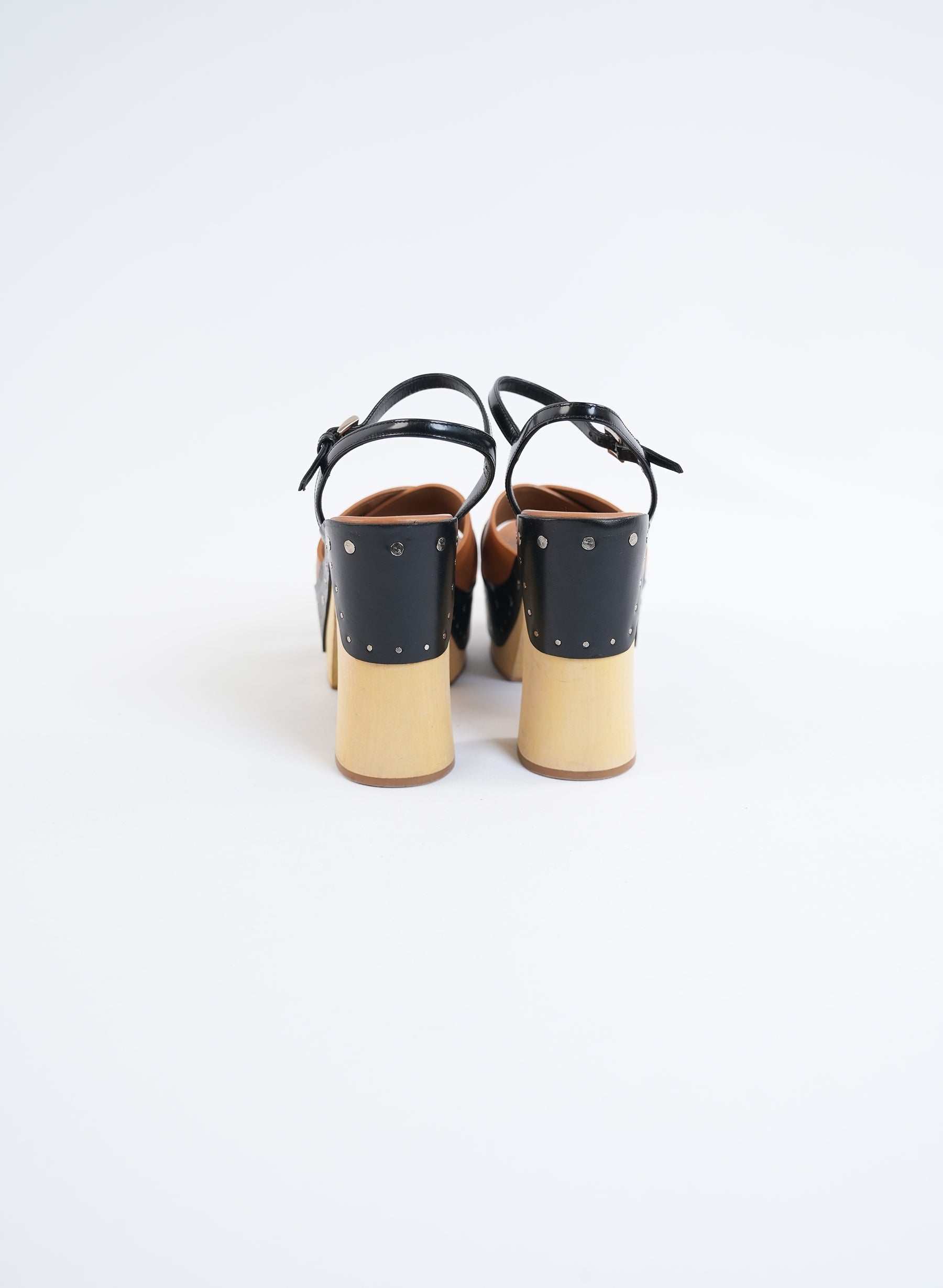 Prada Two Tone Criss Cross Platform Sandal