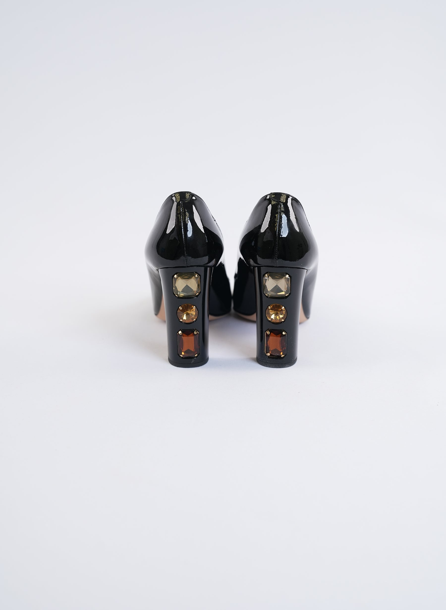 Dolce & Gabbana Black Patent Leather Jewel Heel Pump
