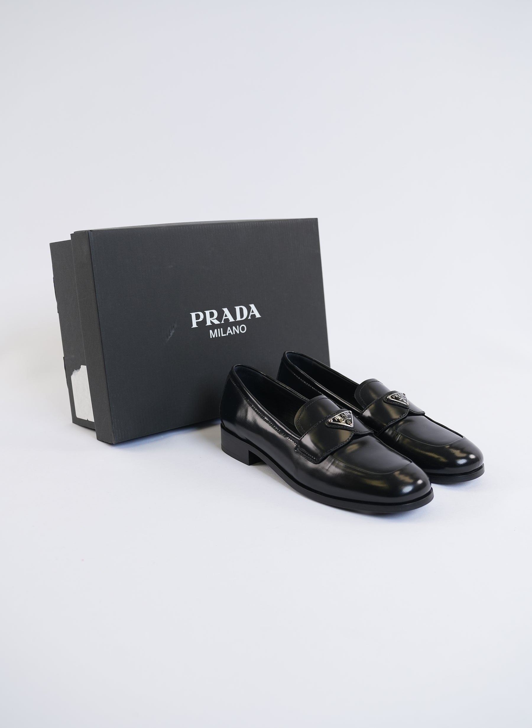 Prada Black Patent Leather Loafers