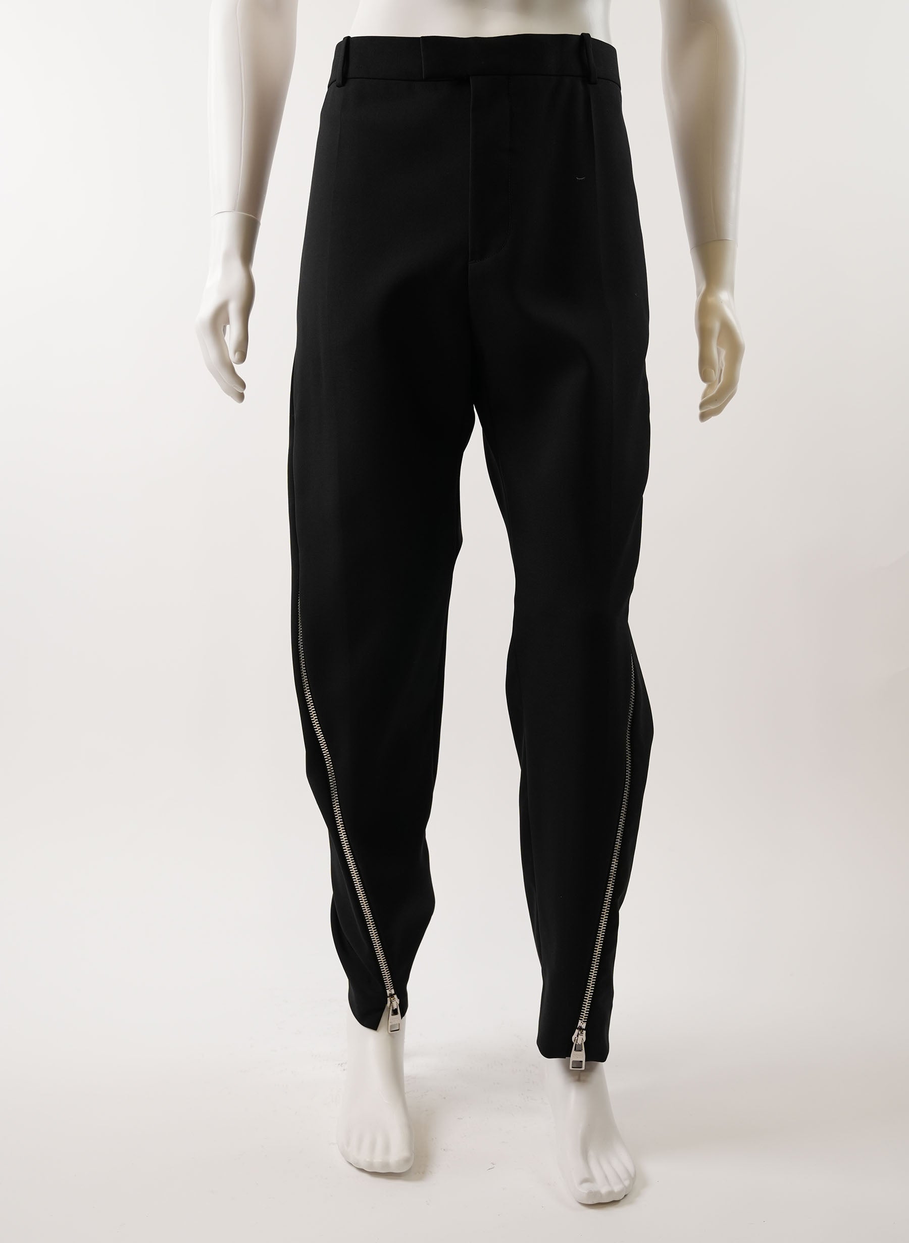 Alexander McQueen Decorative Zip-Detail Wool Tailored Trousers