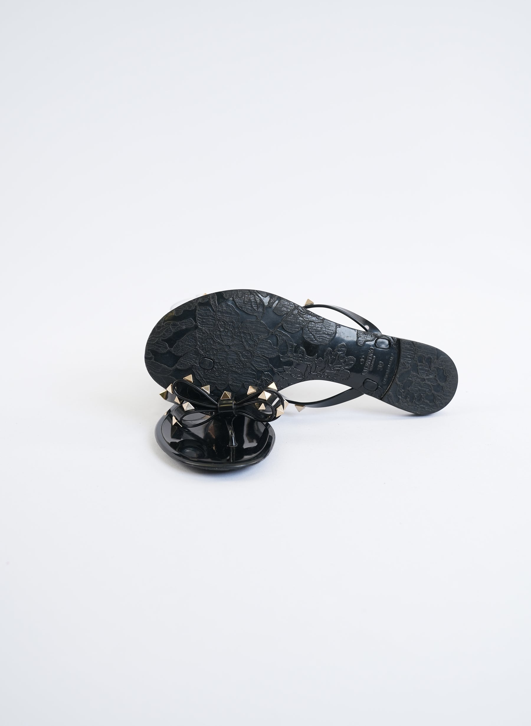 Valentino Rockstud Black Jelly Flip Flops