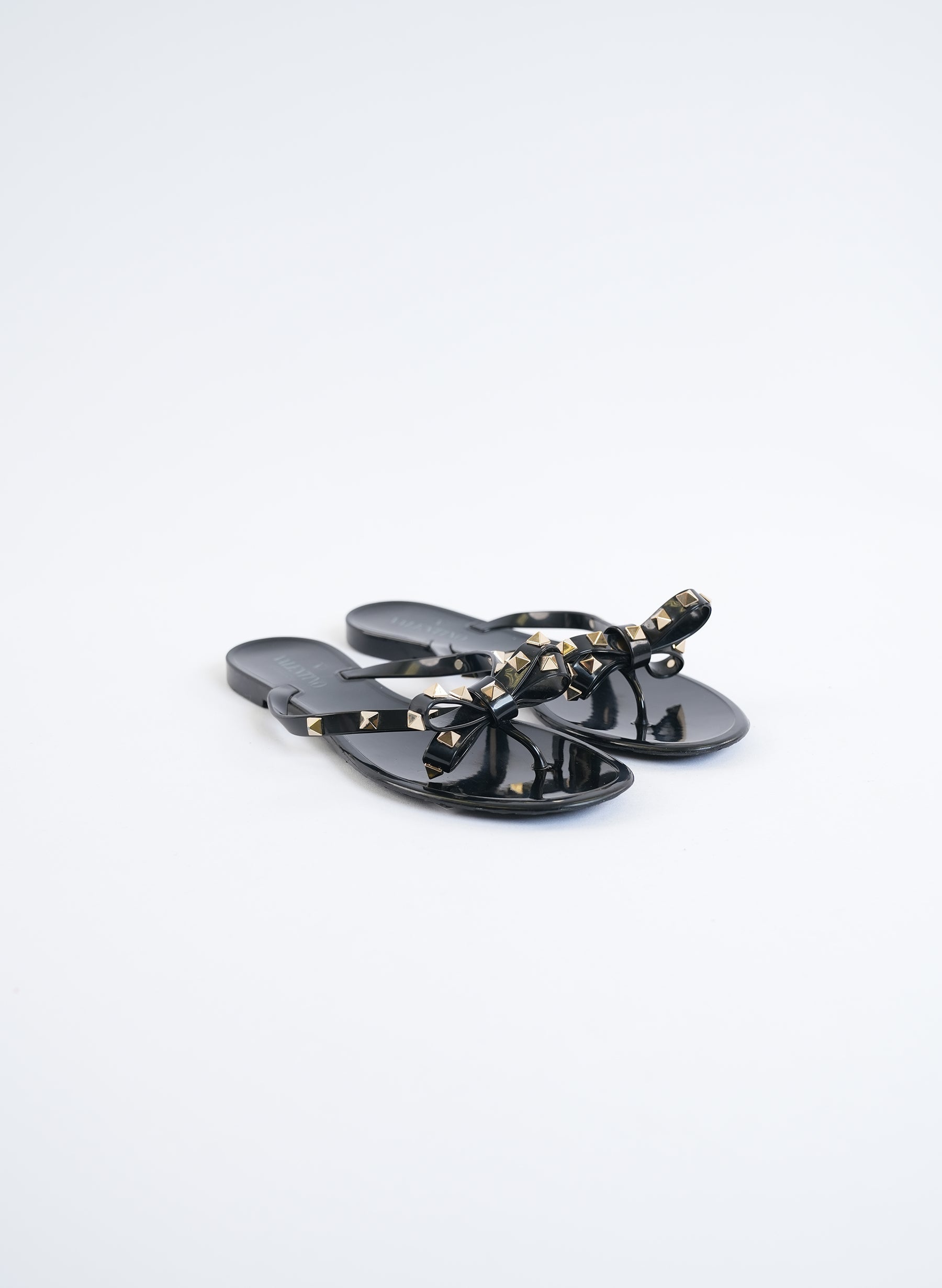 Valentino Rockstud Black Jelly Flip Flops