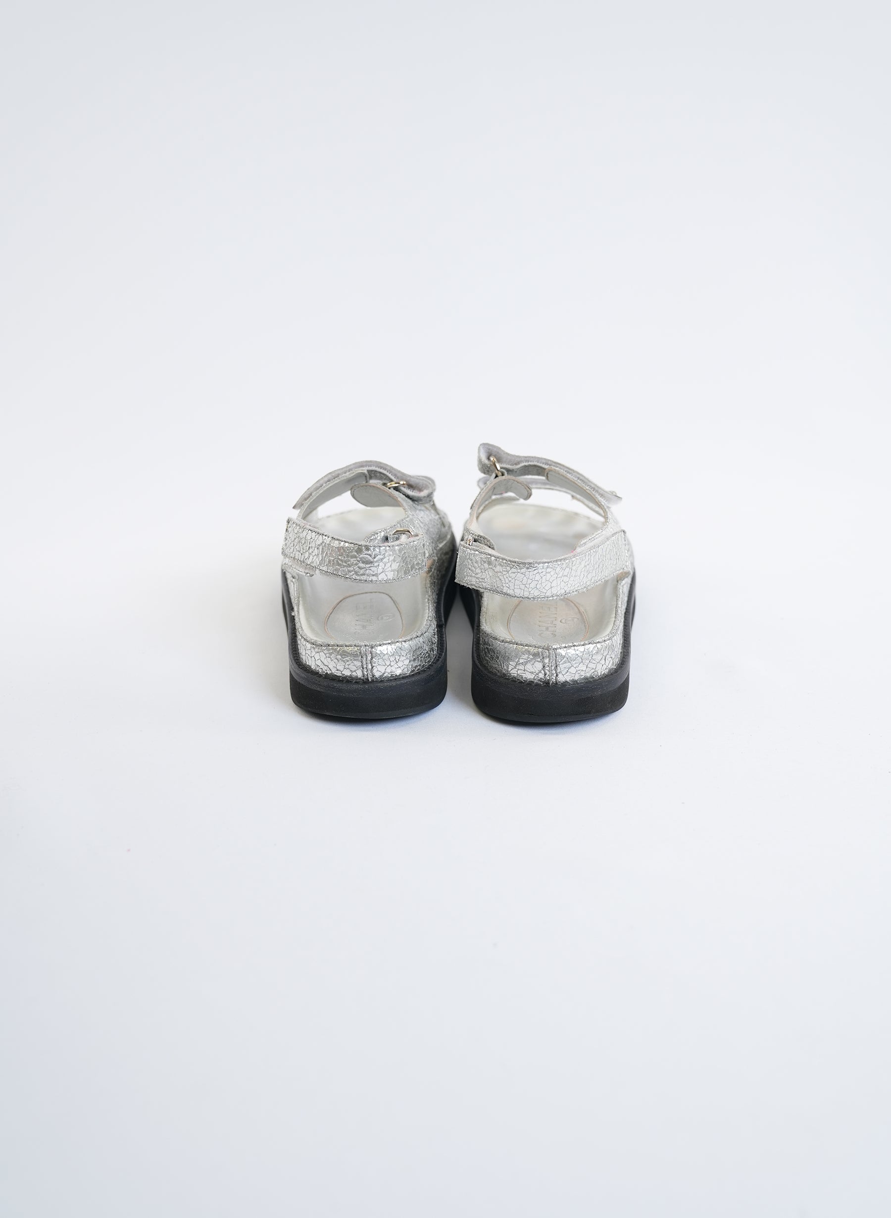 Chanel Metallic Silver CC Dad Sandal