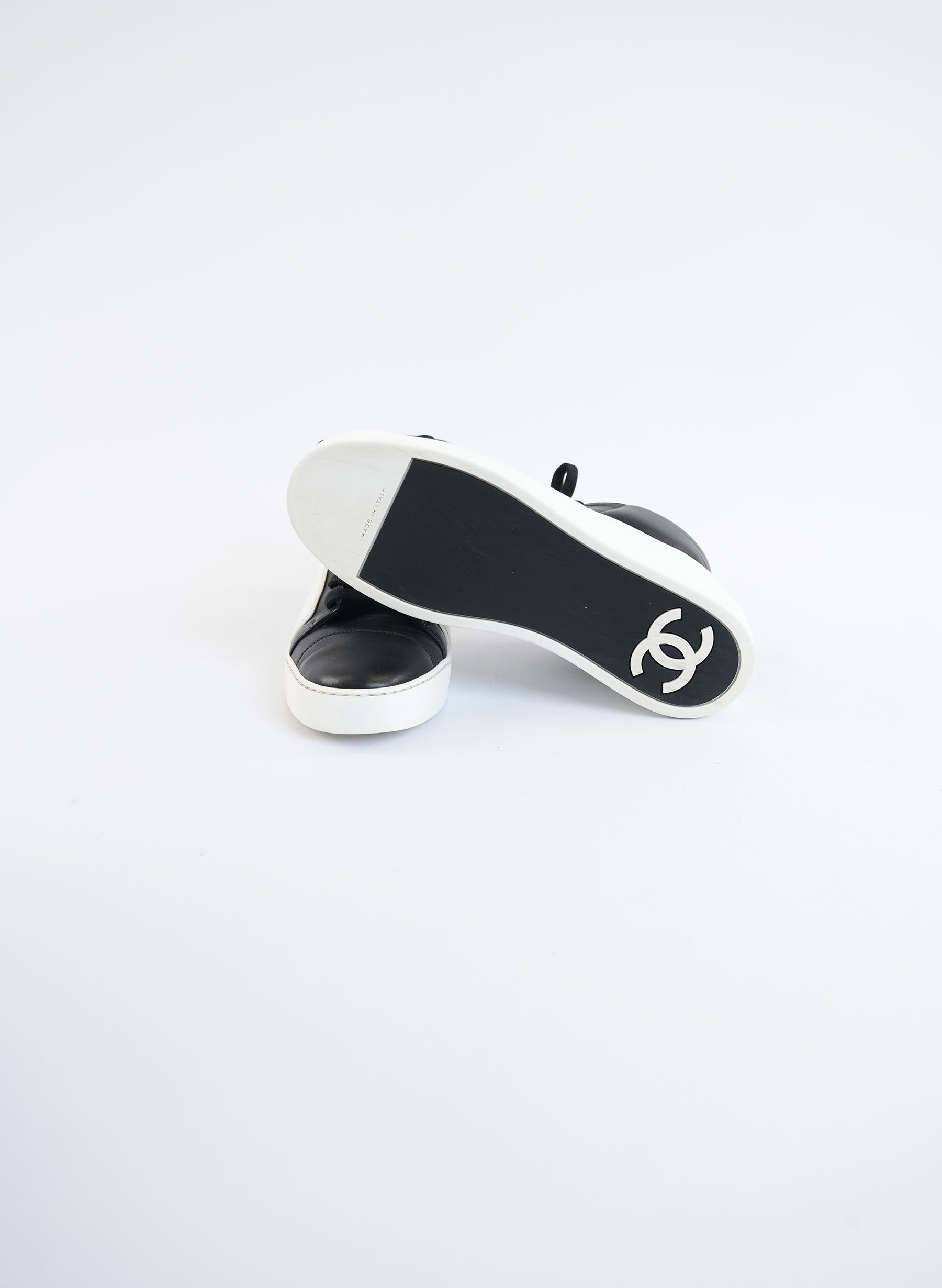 Chanel CC Mid Top Calfskin Sneakers