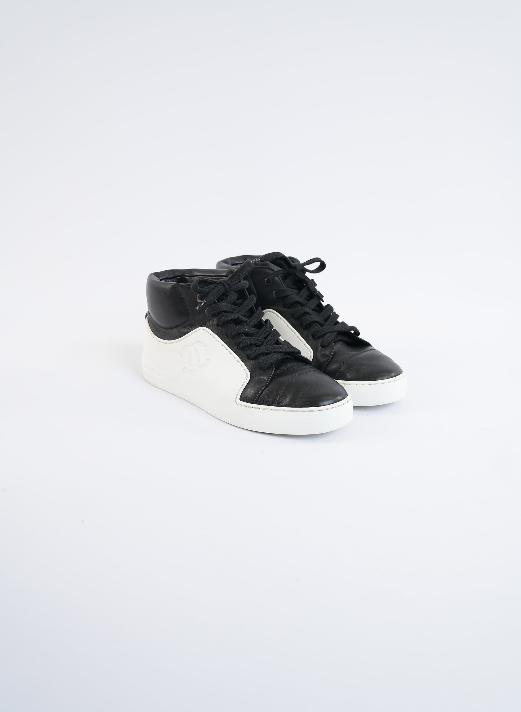 Chanel CC Mid Top Calfskin Sneakers