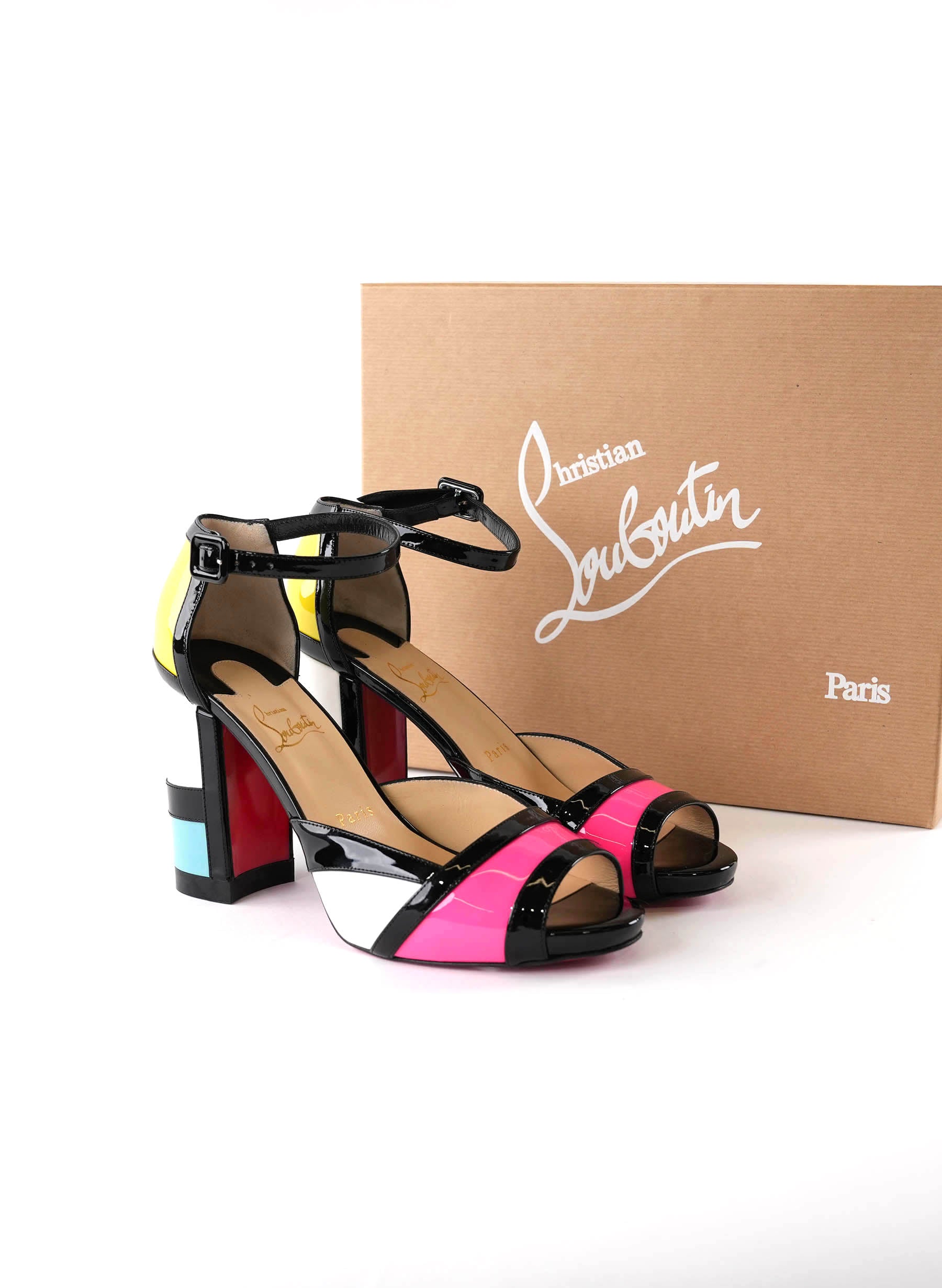 Christian Louboutin Mondiri Colorblock Patent Leather Sandals