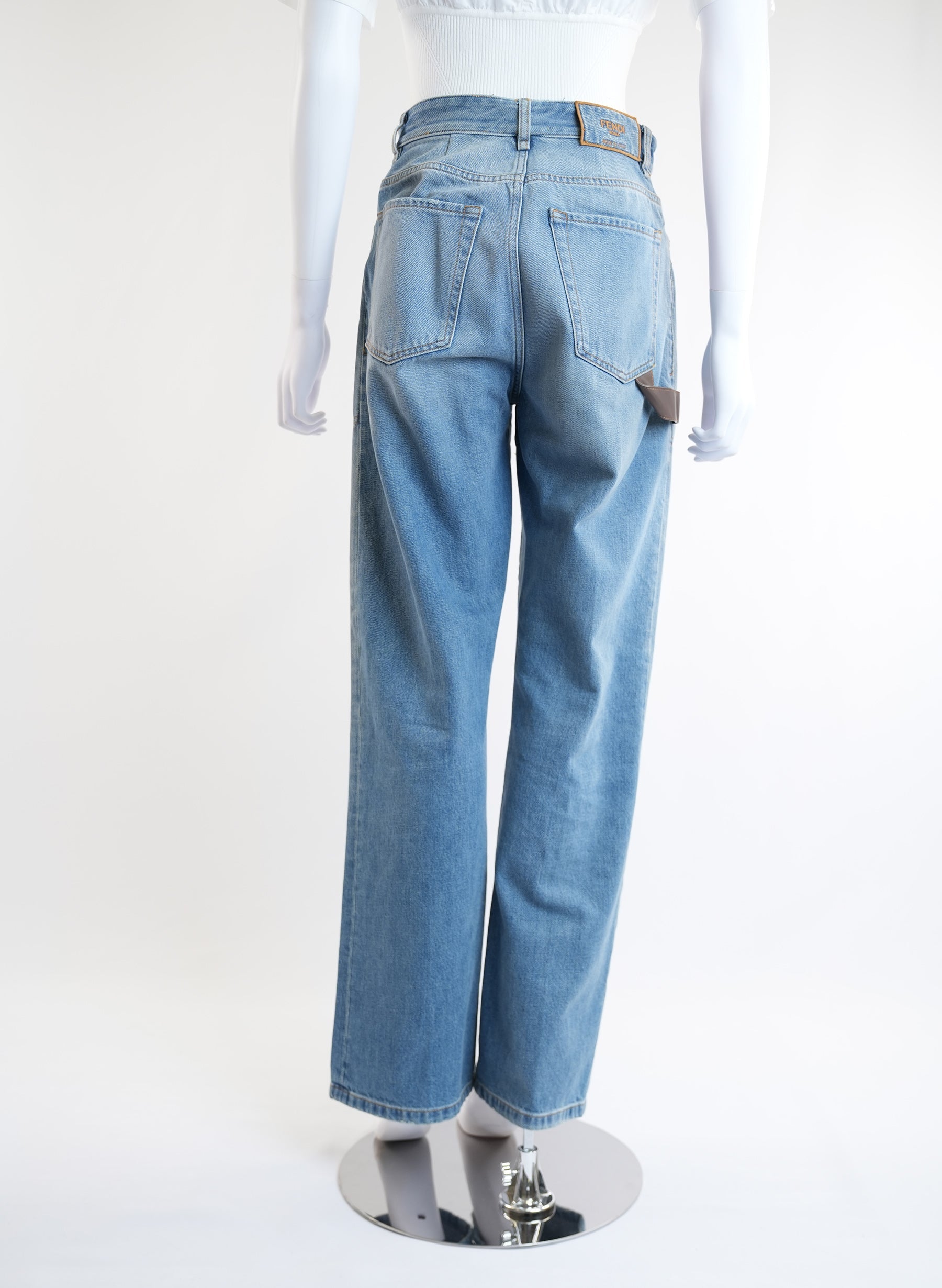Fendi Contrast Detail Straight Leg Jeans