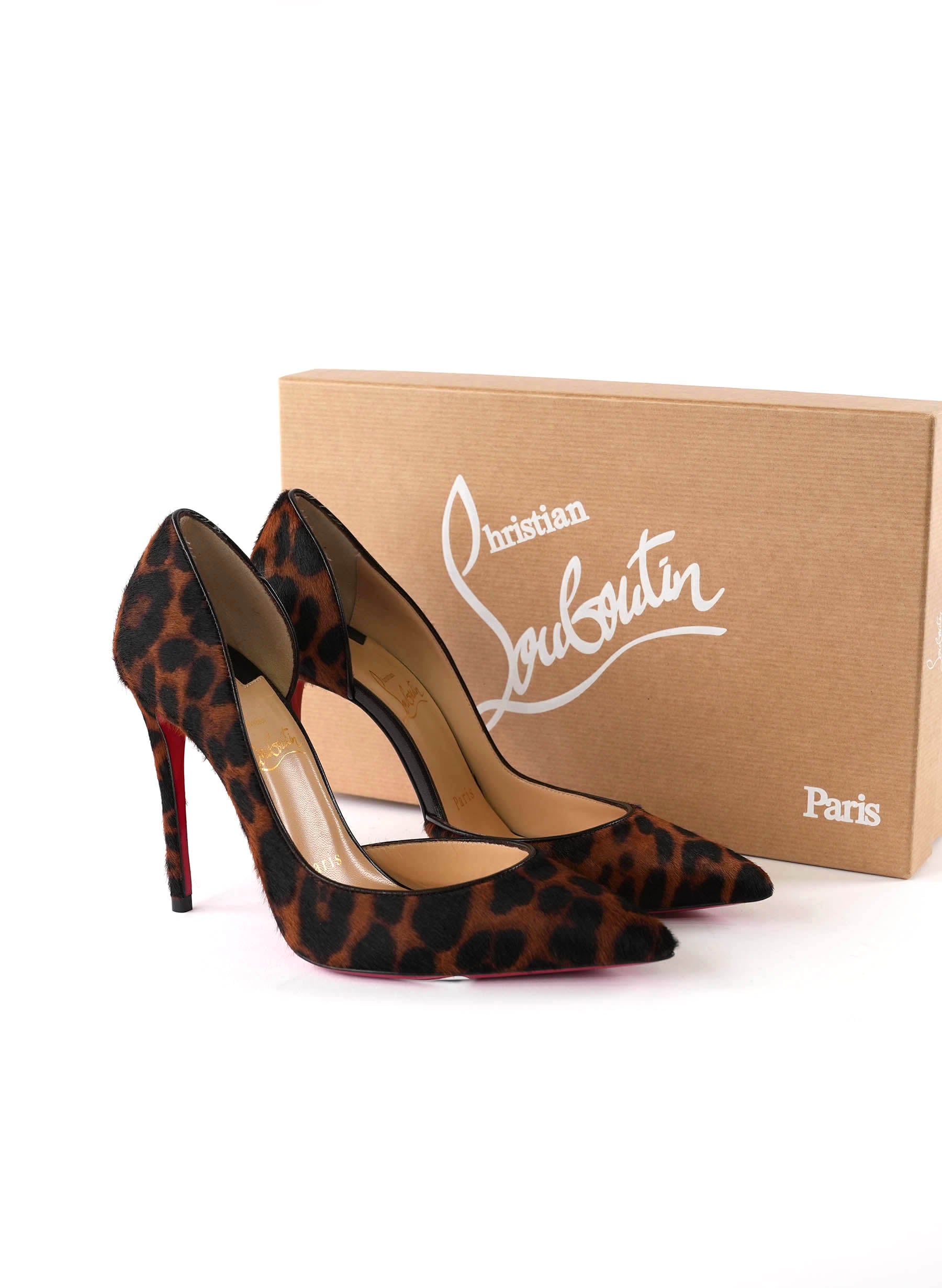 Christian Louboutin Pony Hair Dark Leopard Iriza 100 Pumps