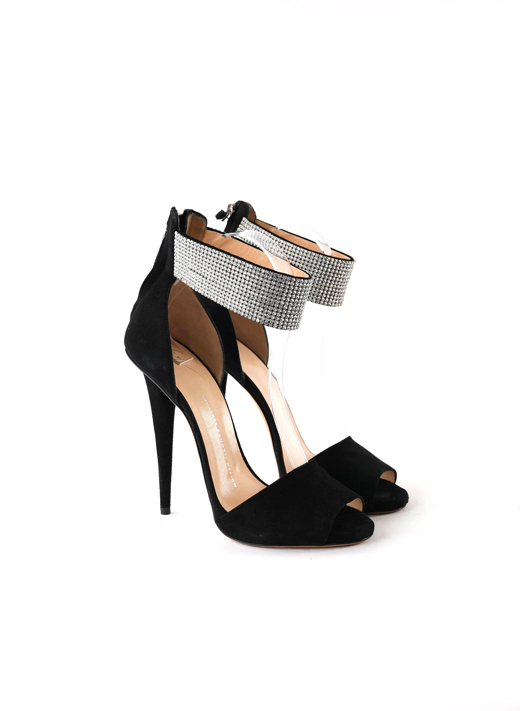 Giuseppe Zanotti Suede Crystal Cuff Sandal Black