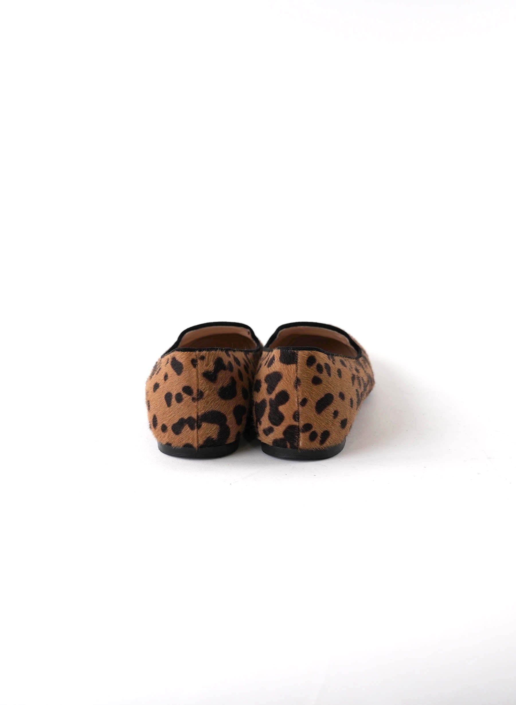 Prada Beige/Brown Animal Print Calf Hair Smoking Slippers