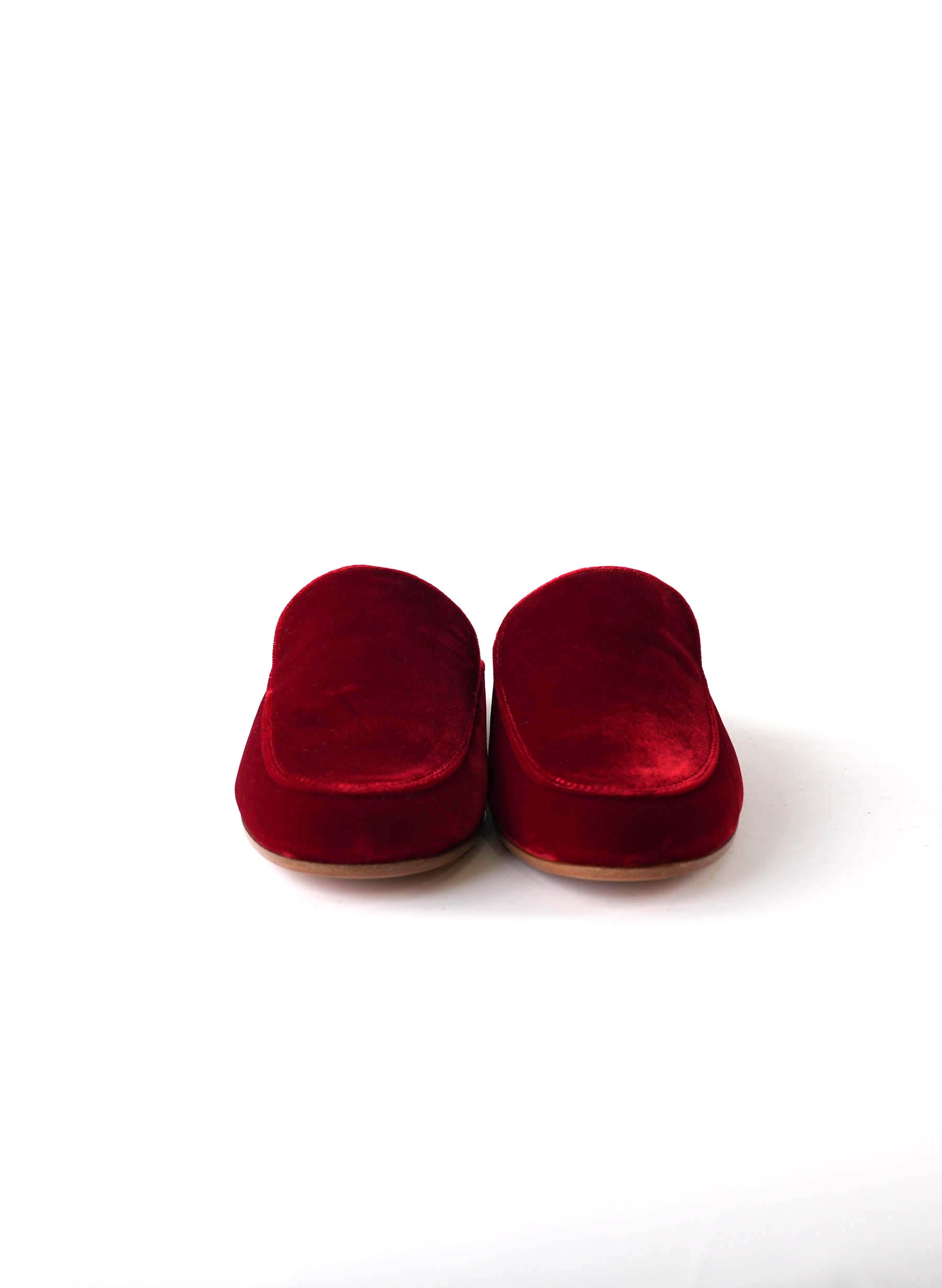 Gianvito Rossi Velvet Palau Slipper Mules Red 37