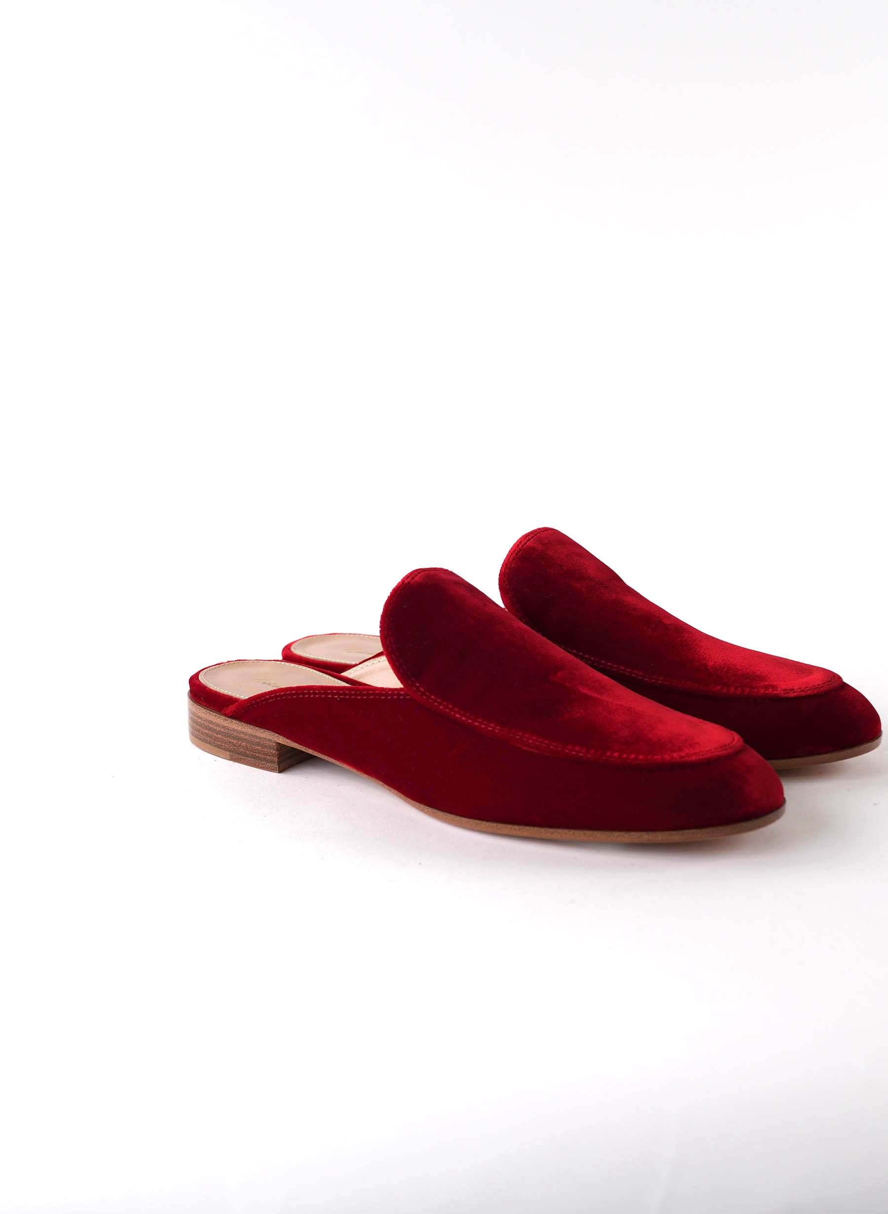 Gianvito Rossi Velvet Palau Slipper Mules Red 37