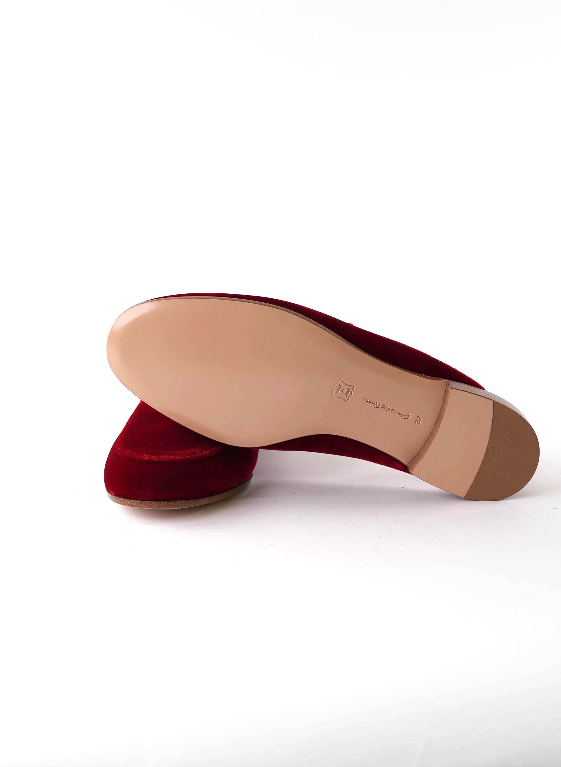 Gianvito Rossi Velvet Palau Slipper Mules Red 37