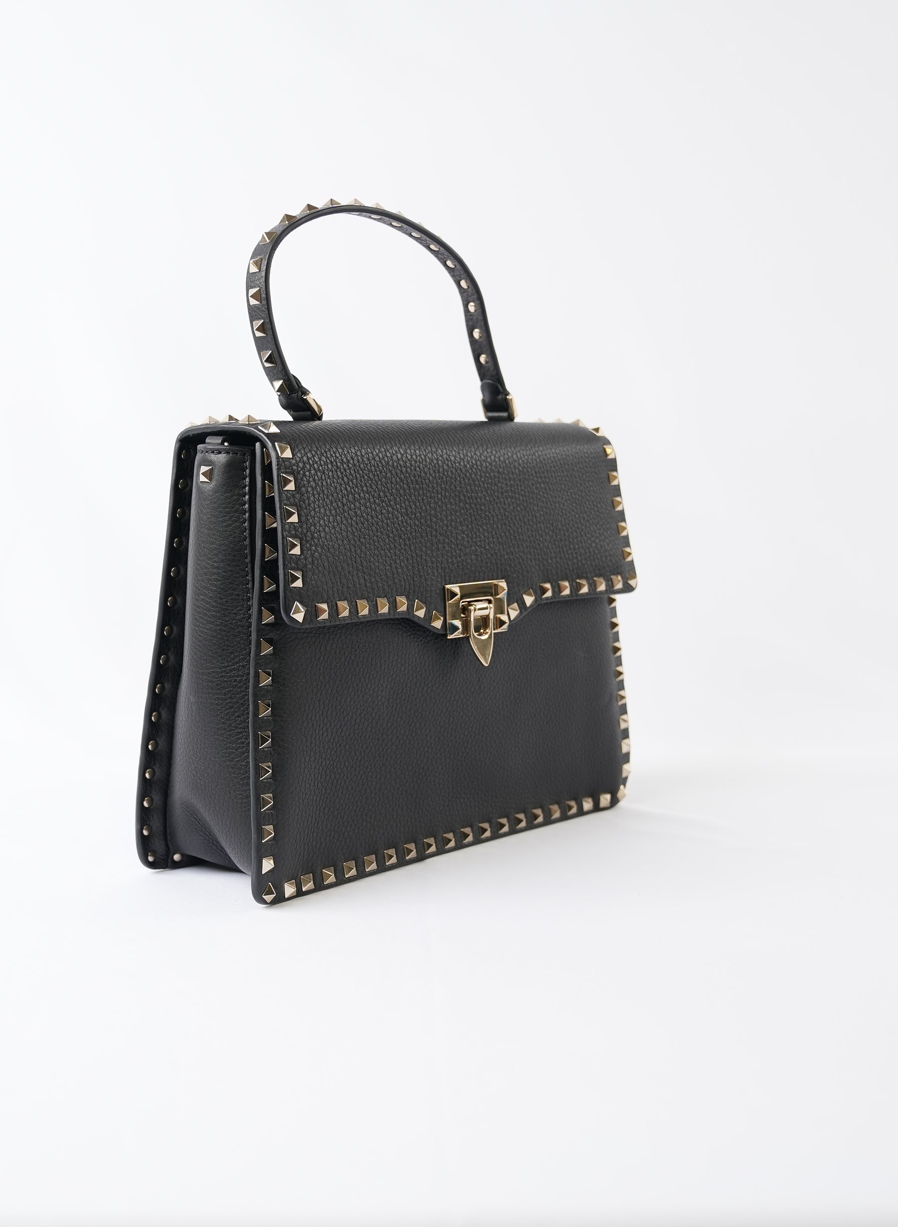 Valentino Ruckstud Leather Handle Bag